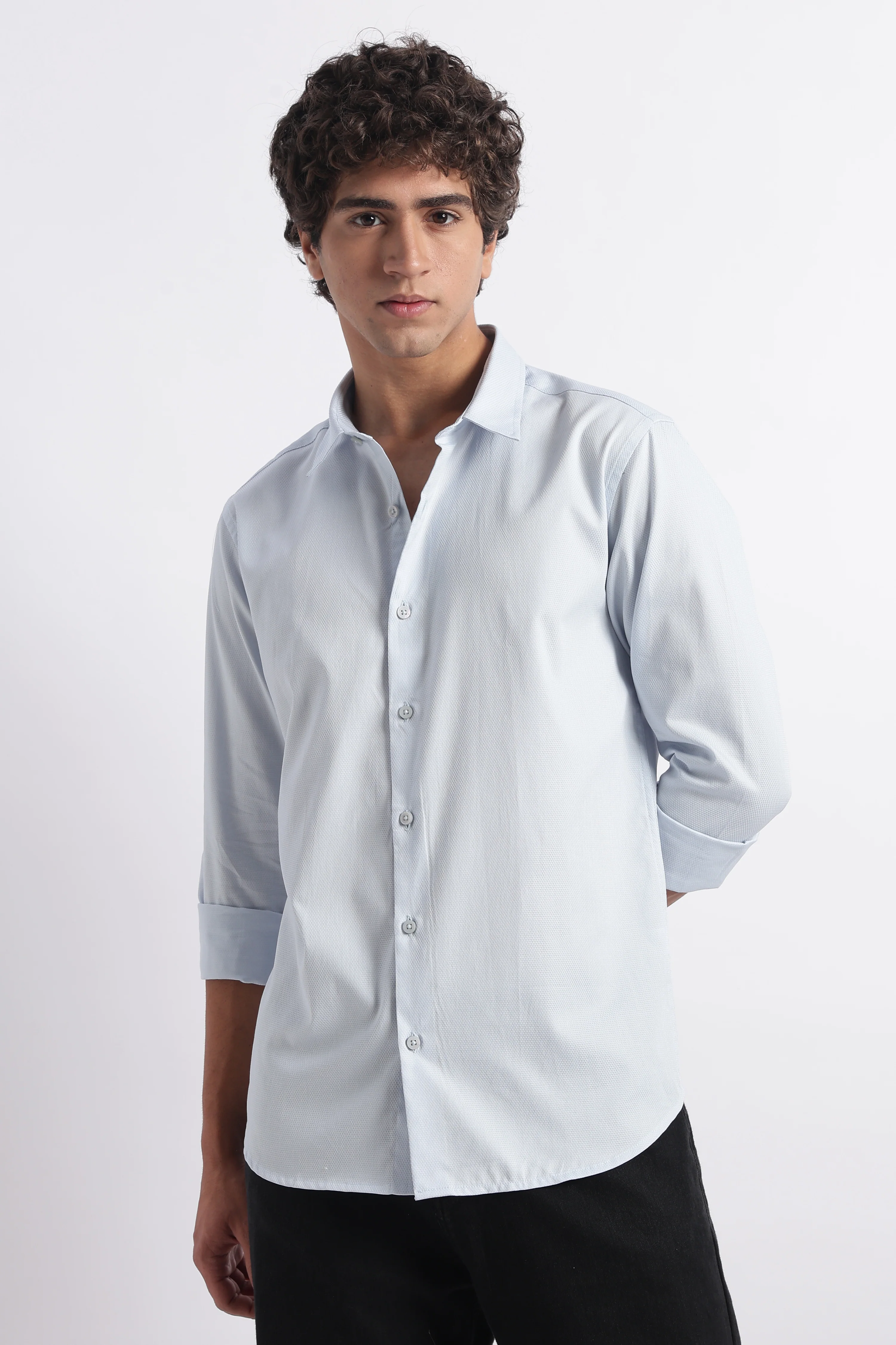 Men Classic Dobby Solid Shirt - Image 9