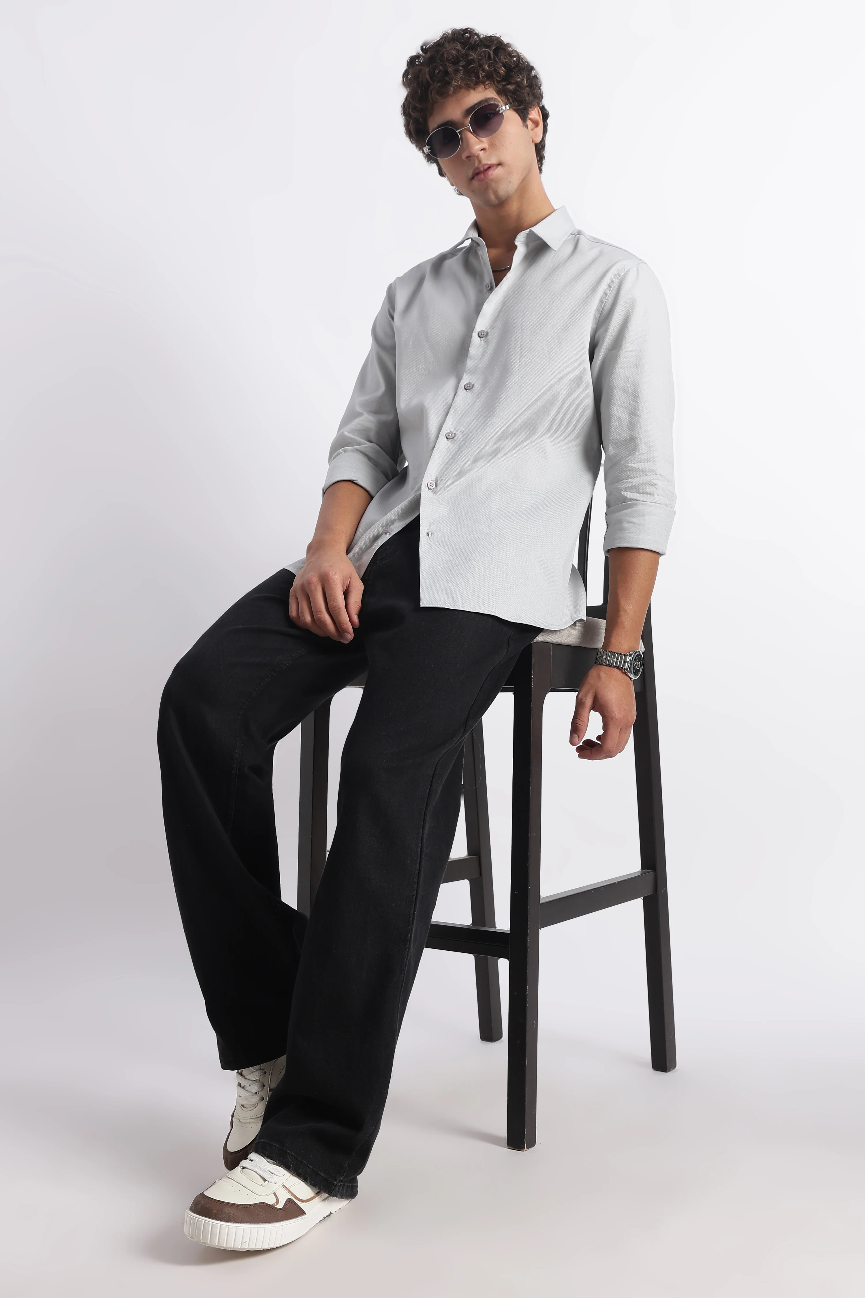 Men Classic Dobby Solid Shirt - Image 2