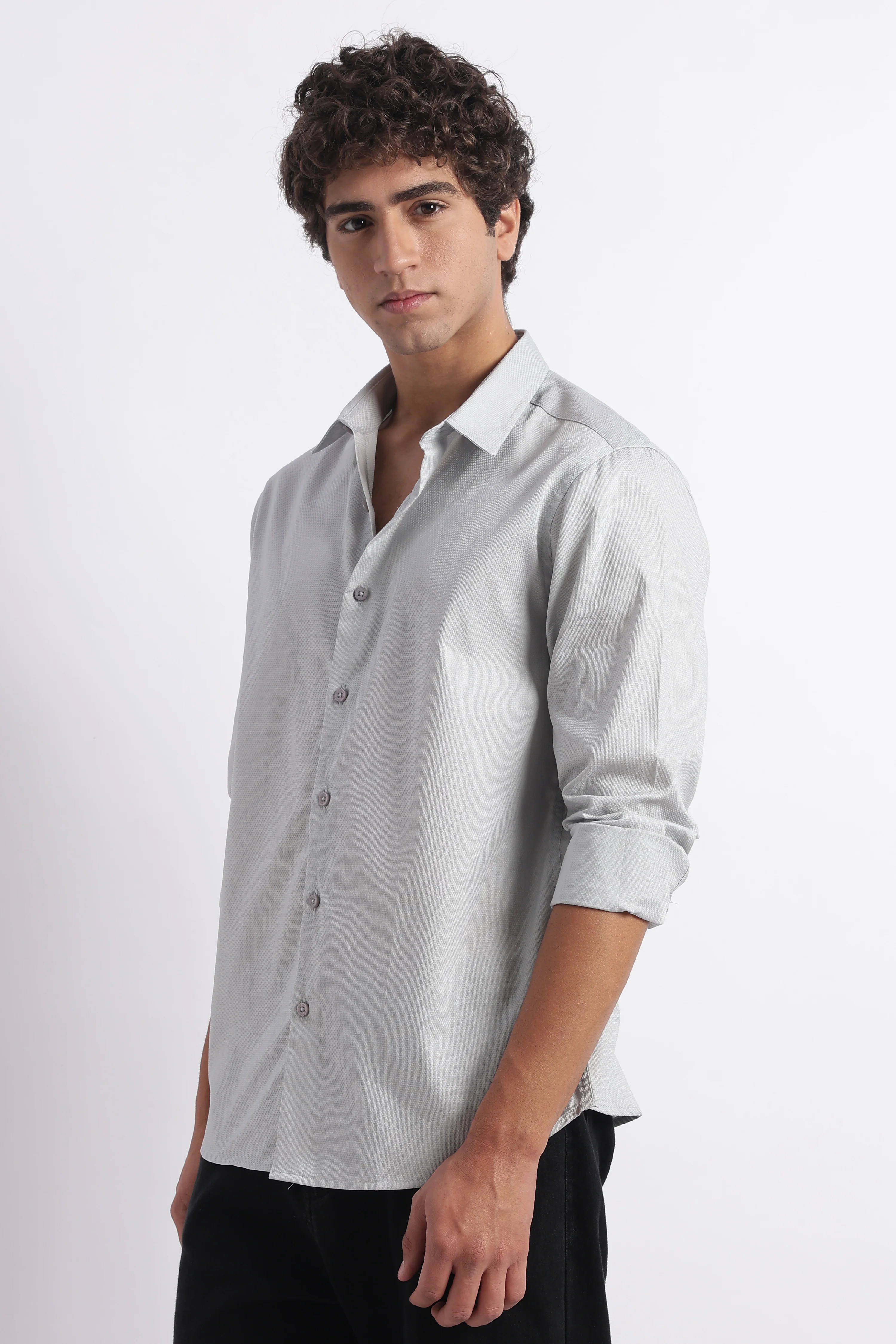 Men Classic Dobby Solid Shirt - Image 3