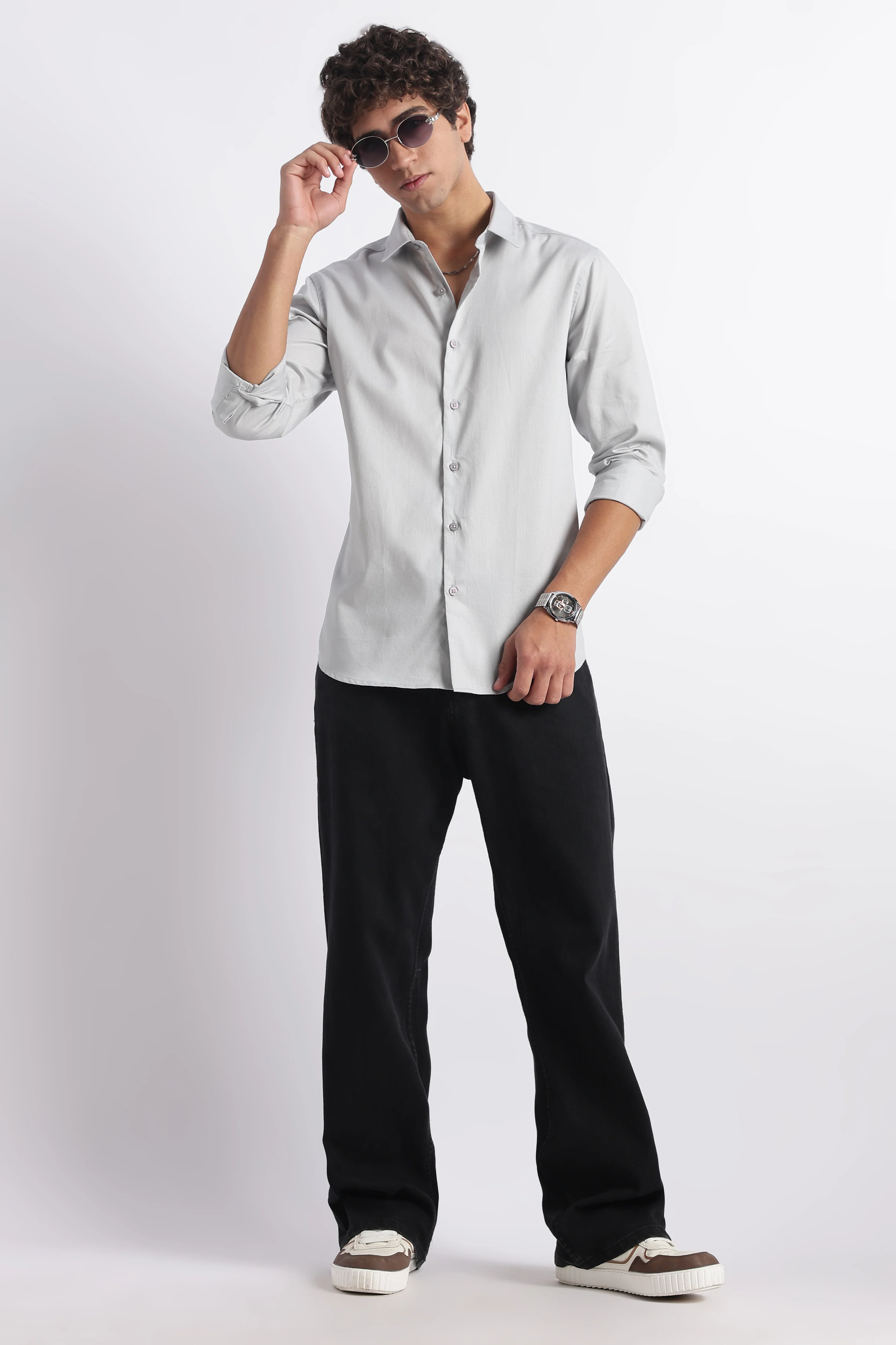 Men Classic Dobby Solid Shirt - Image 4