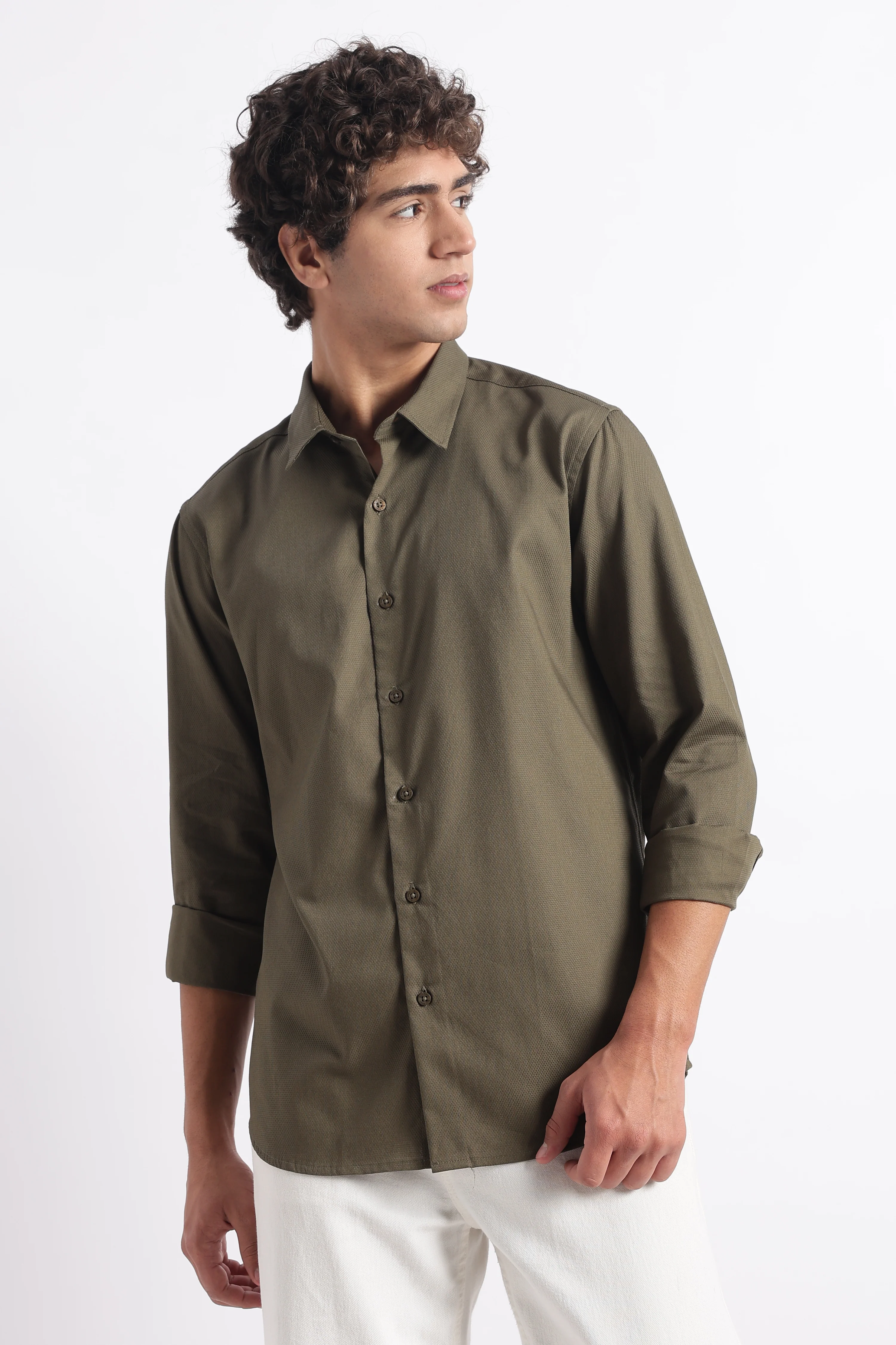 Men Classic Dobby Solid Shirt - Image 2