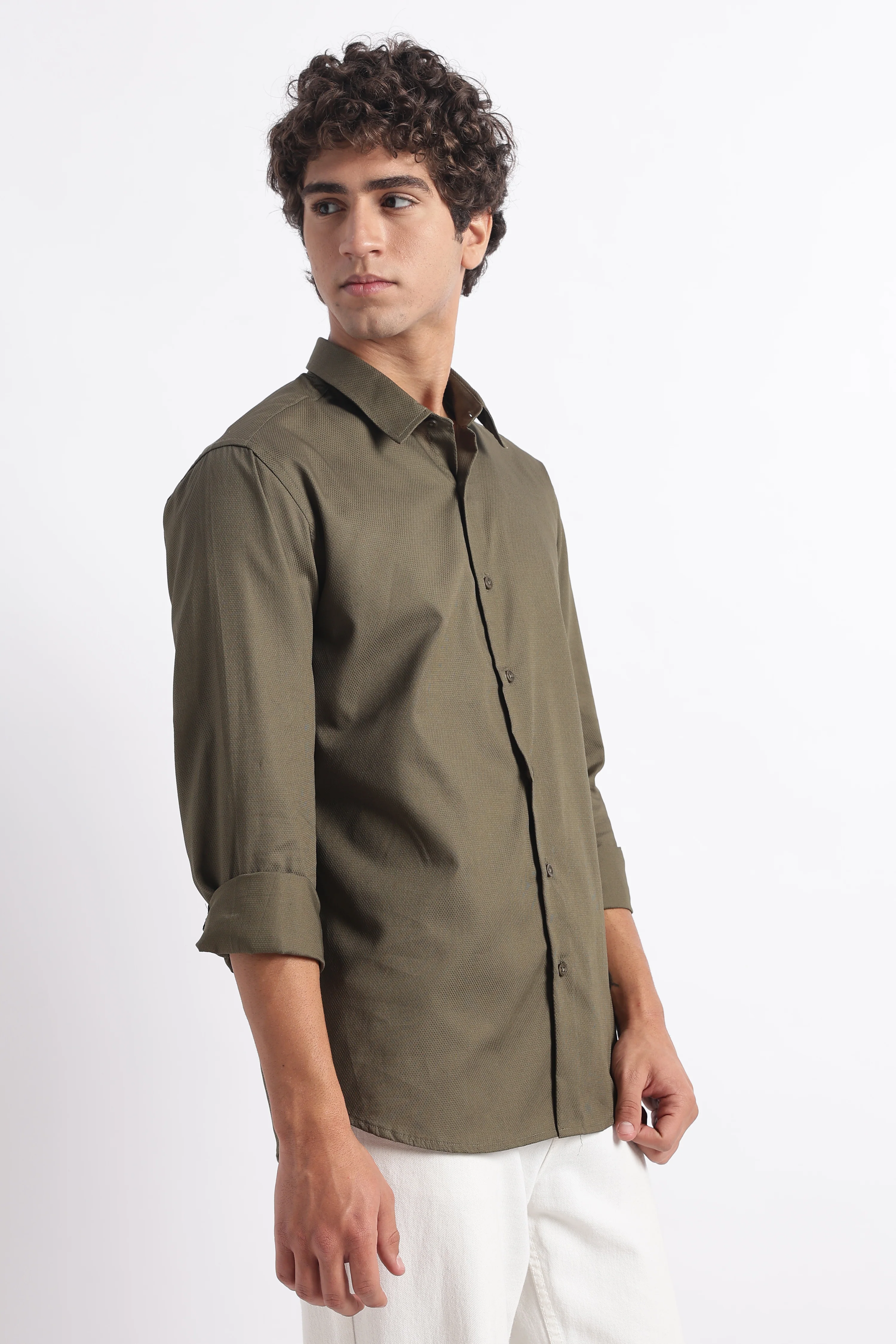 Men Classic Dobby Solid Shirt - Image 3