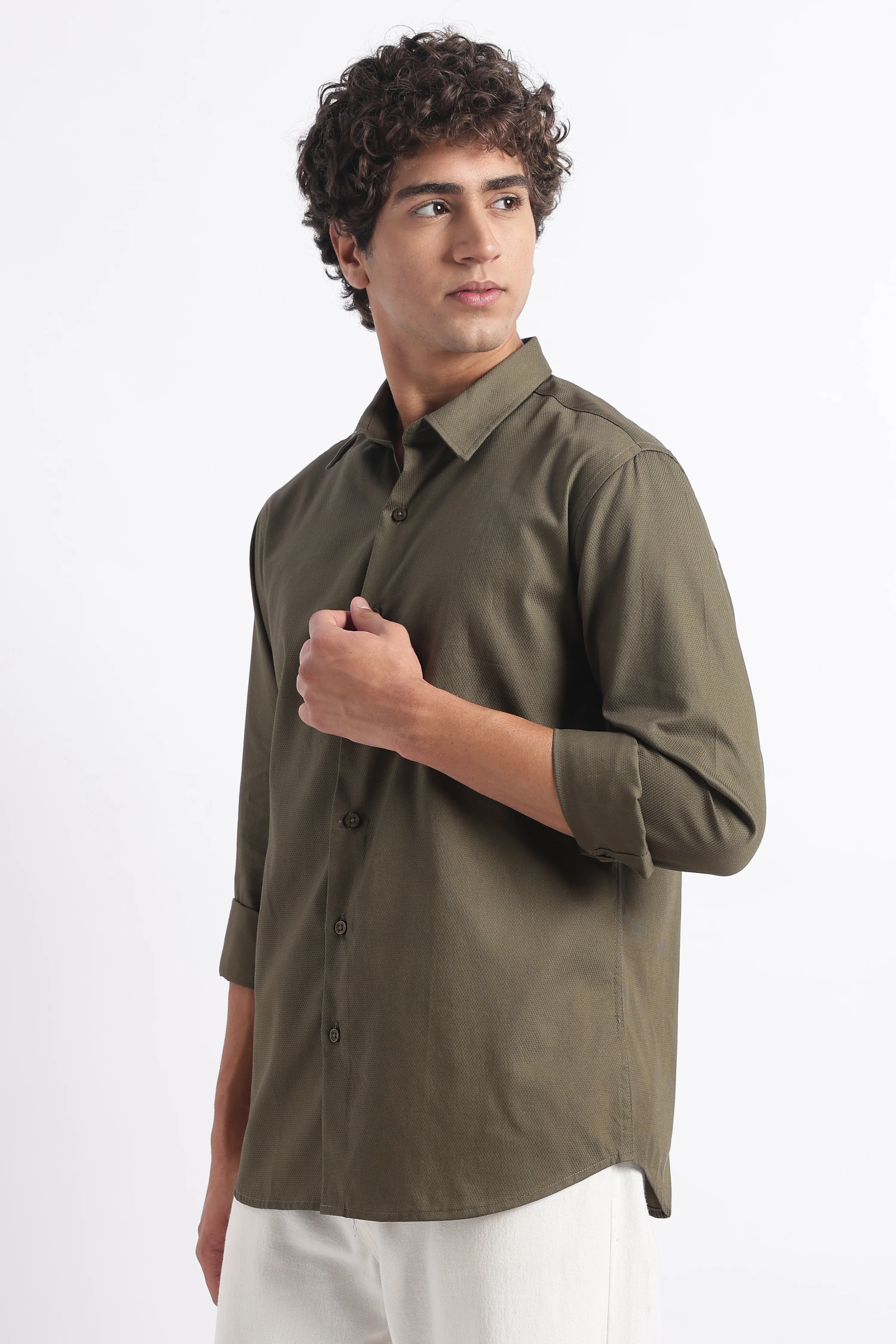 Men Classic Dobby Solid Shirt - Image 4
