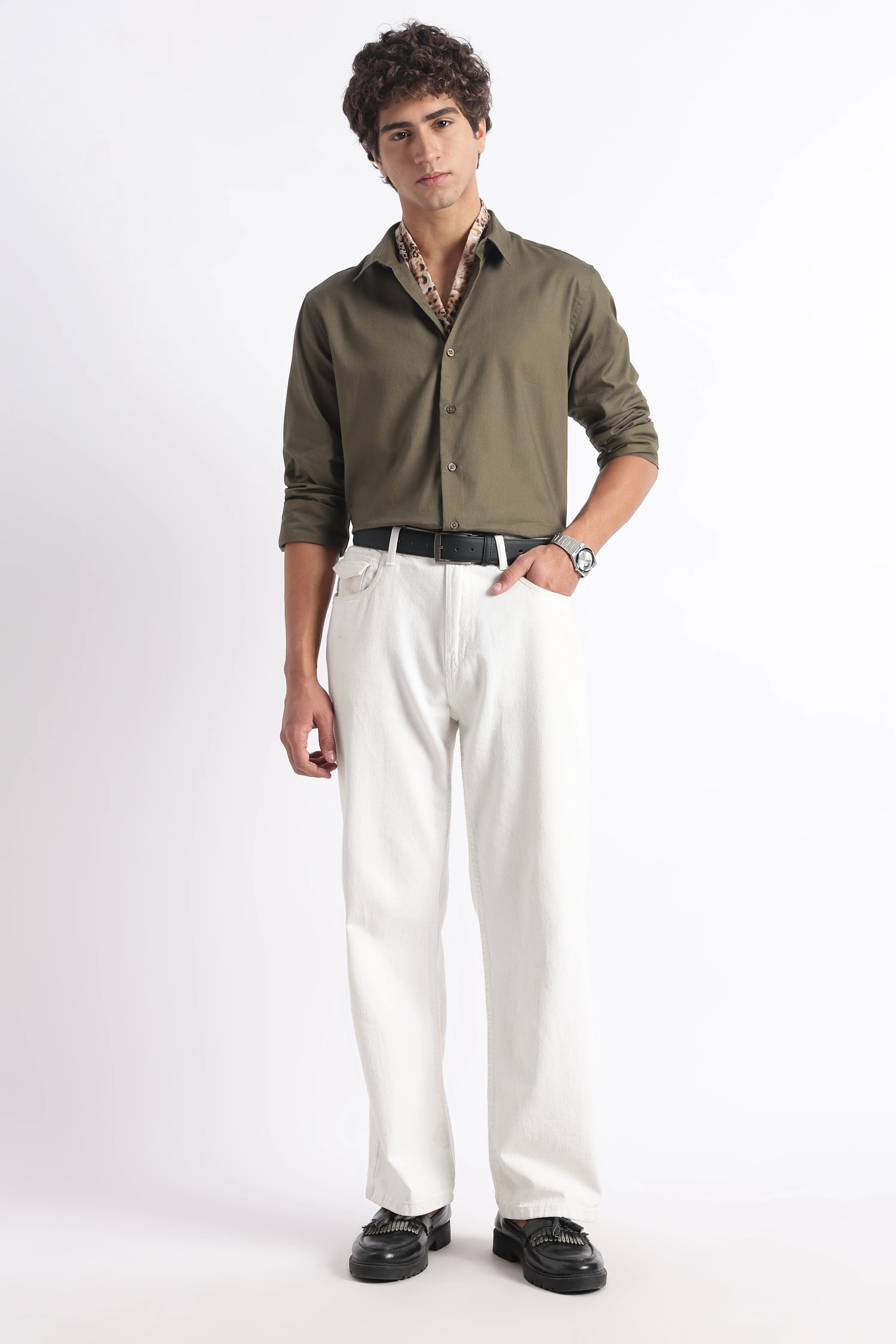 Men Classic Dobby Solid Shirt - Image 5