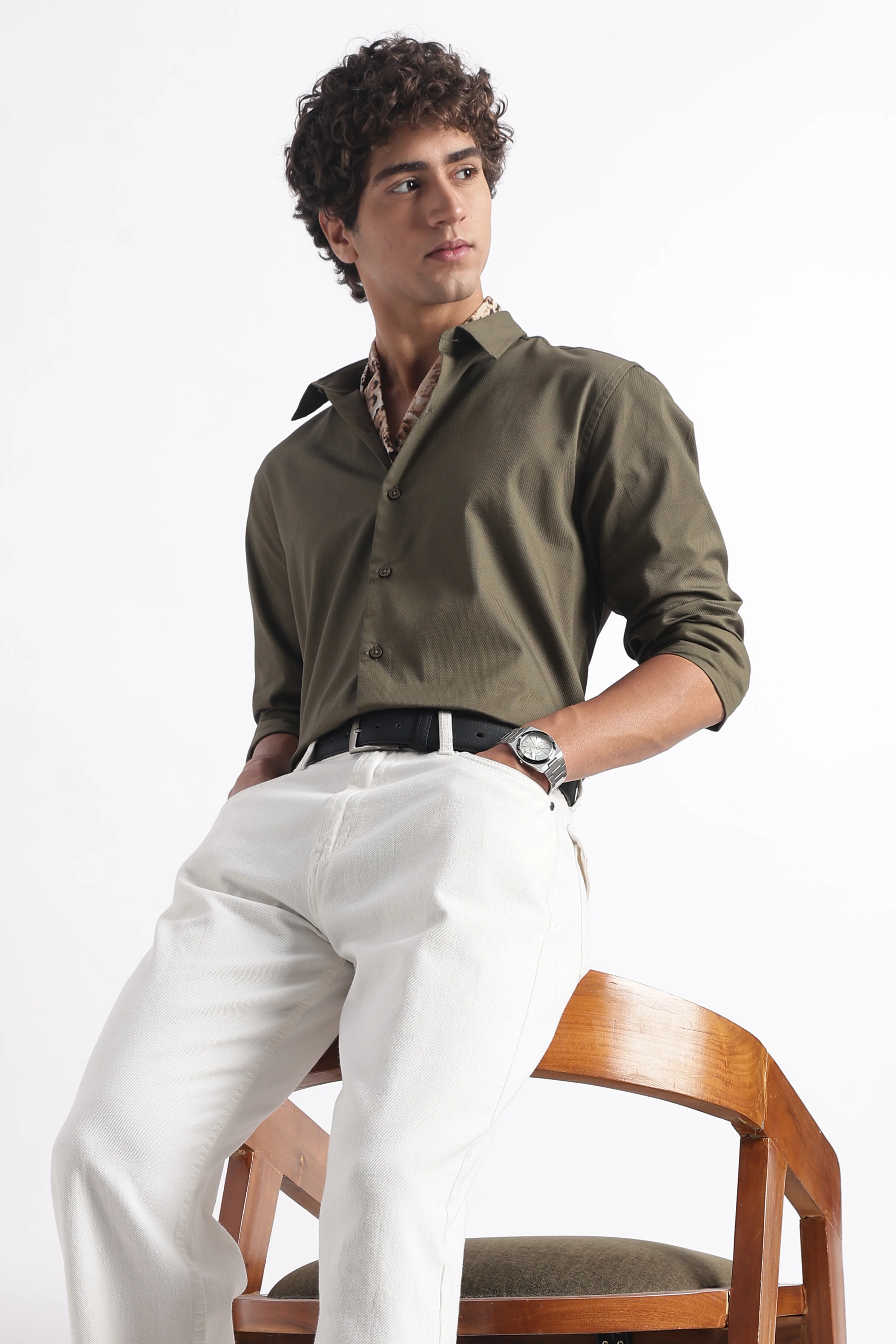 Men Classic Dobby Solid Shirt - Image 6