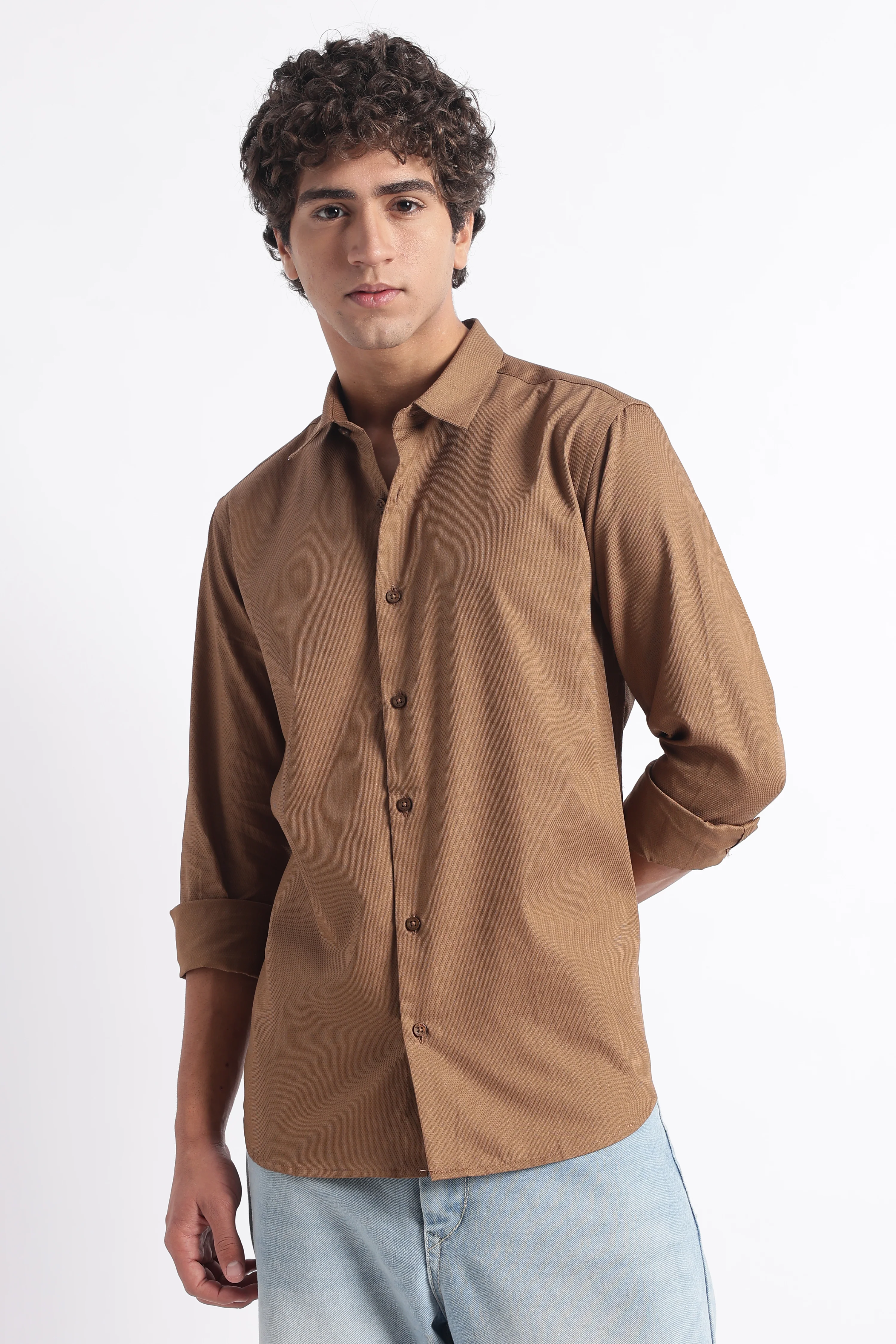 Men Classic Dobby Solid Shirt - Image 2