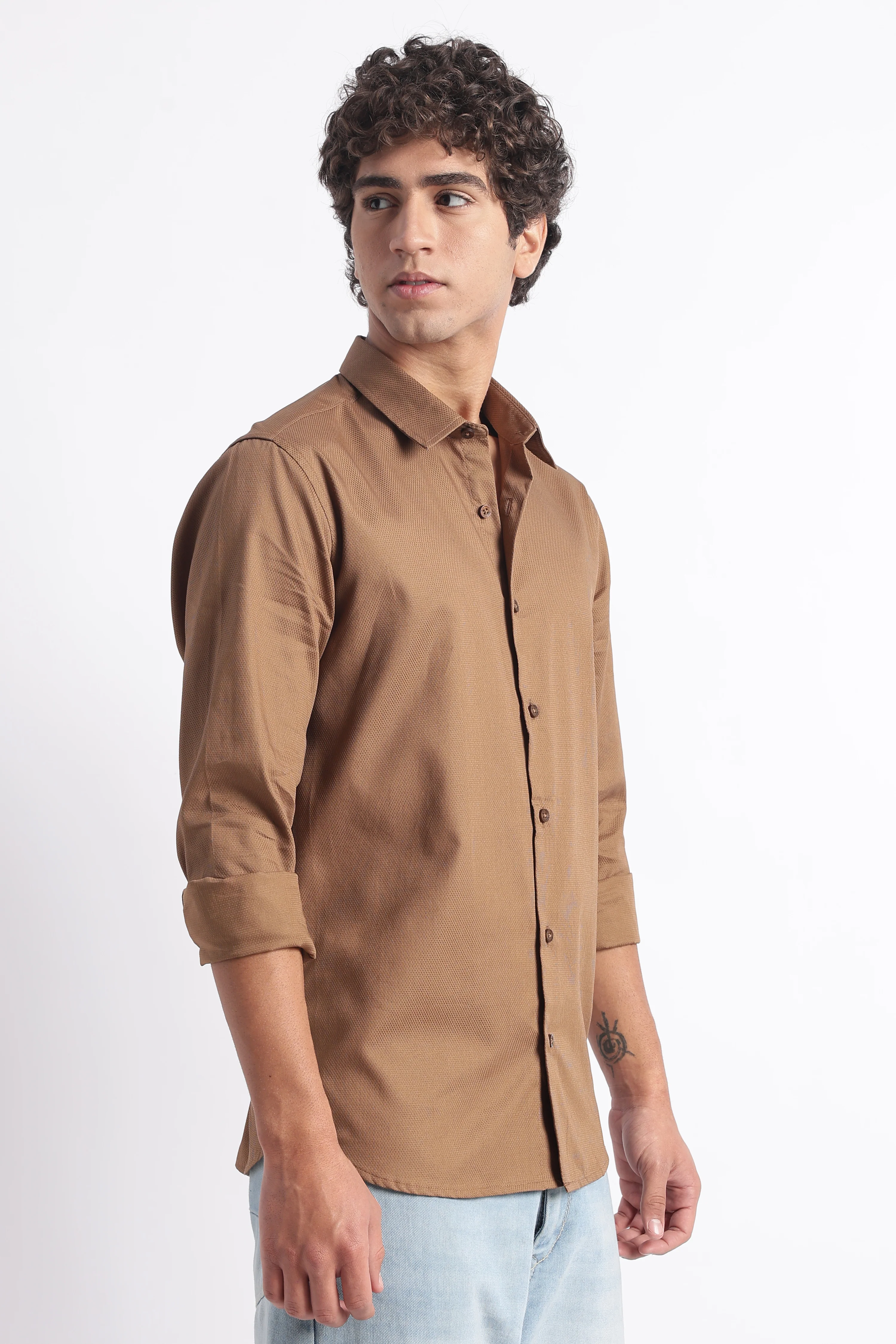 Men Classic Dobby Solid Shirt - Image 3
