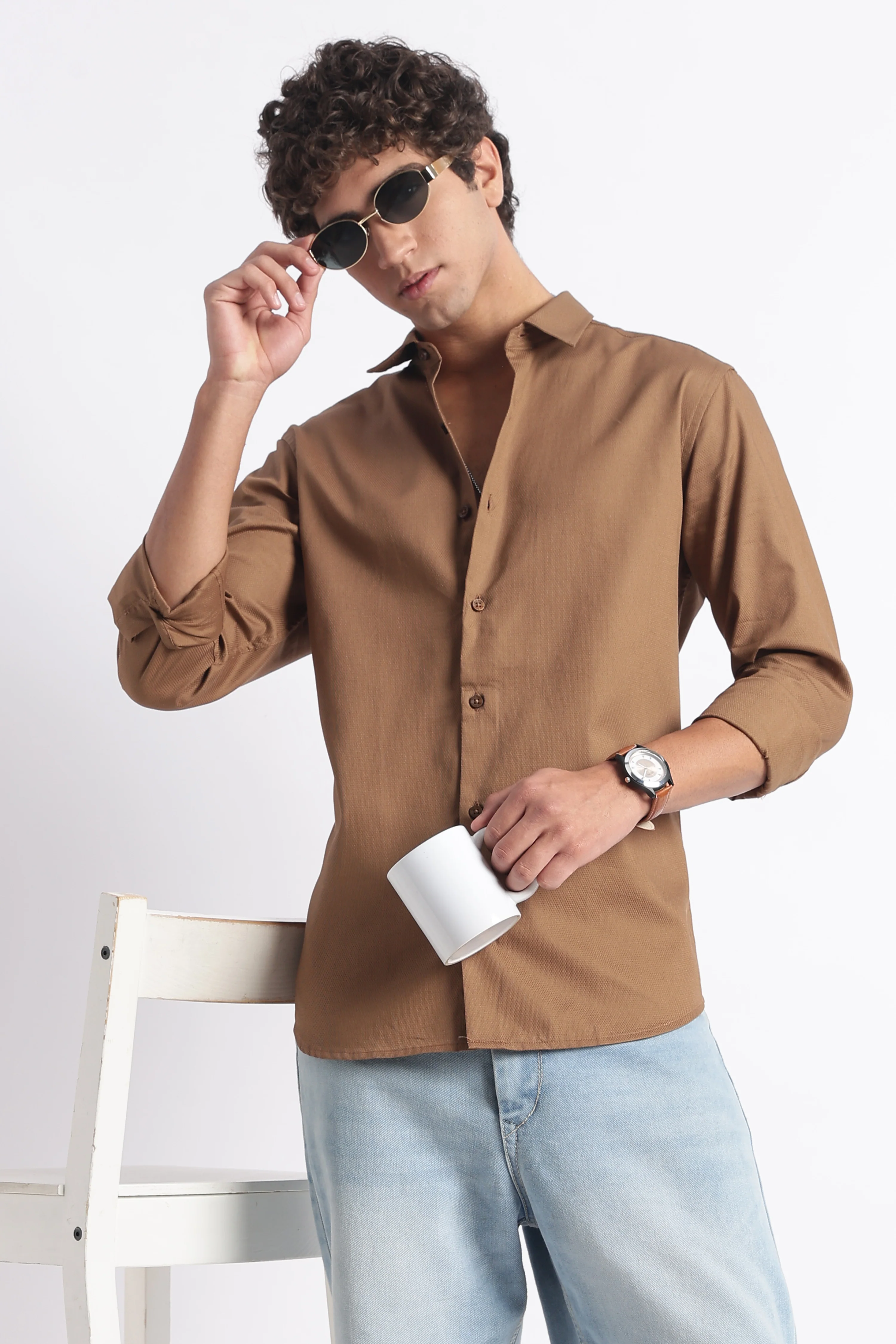 Men Classic Dobby Solid Shirt - Image 6
