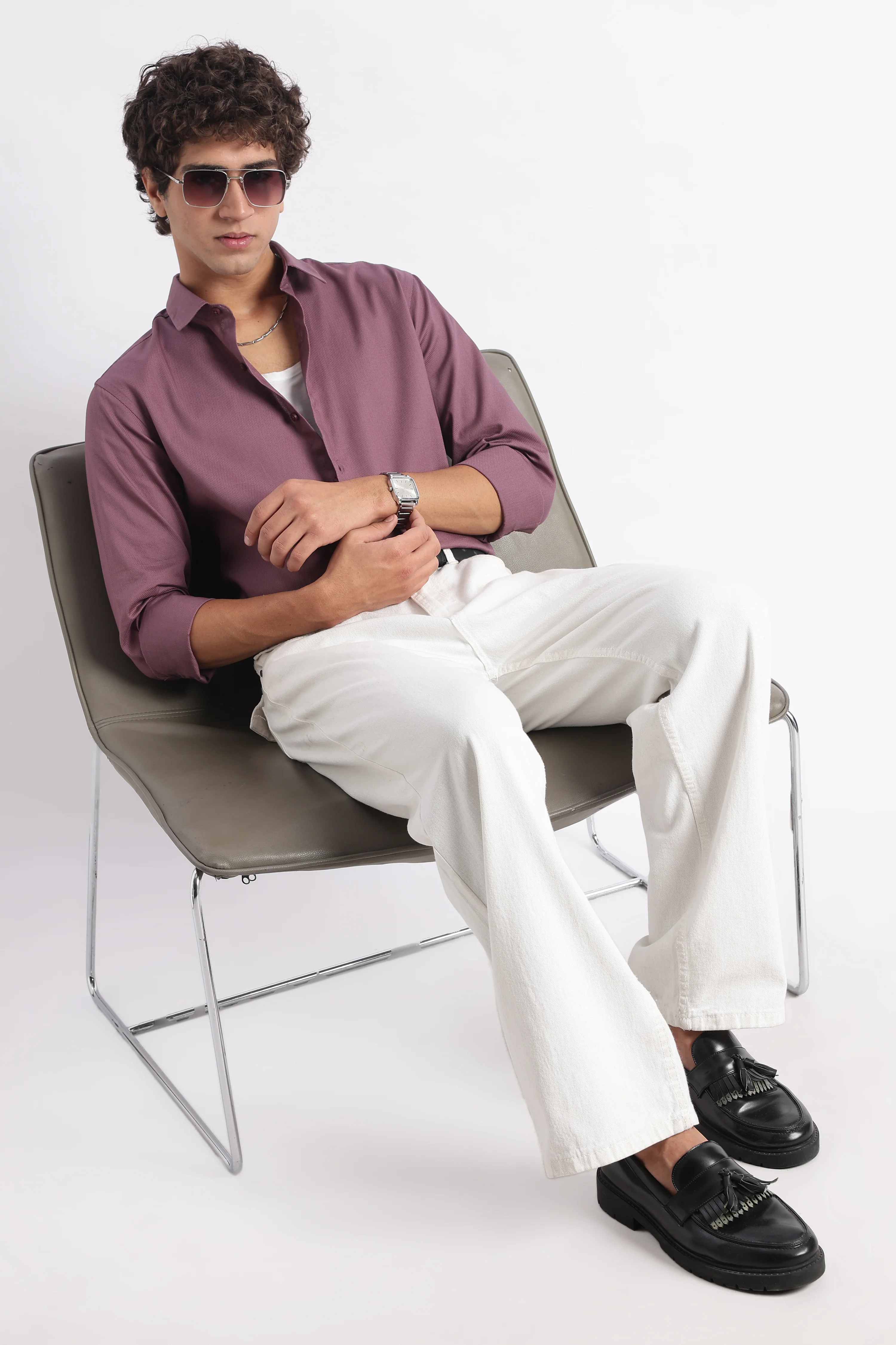 Men Classic Dobby Solid Shirt - Image 2
