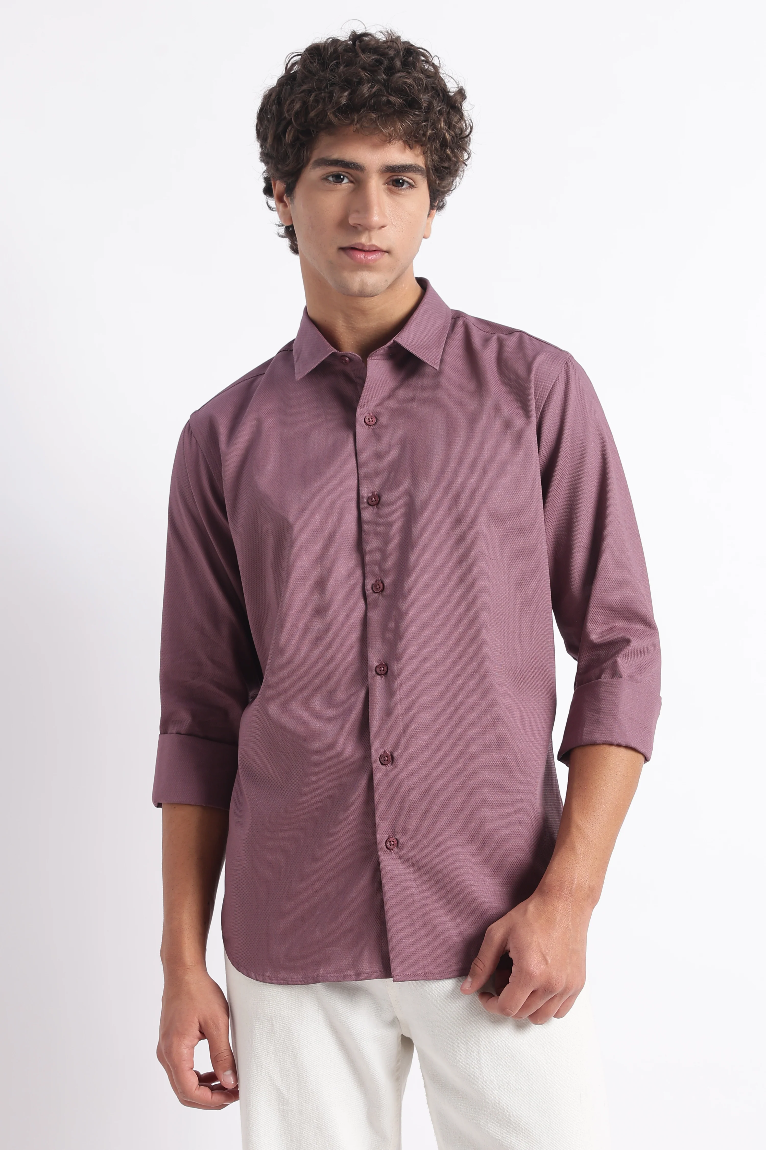 Men Classic Dobby Solid Shirt - Image 4