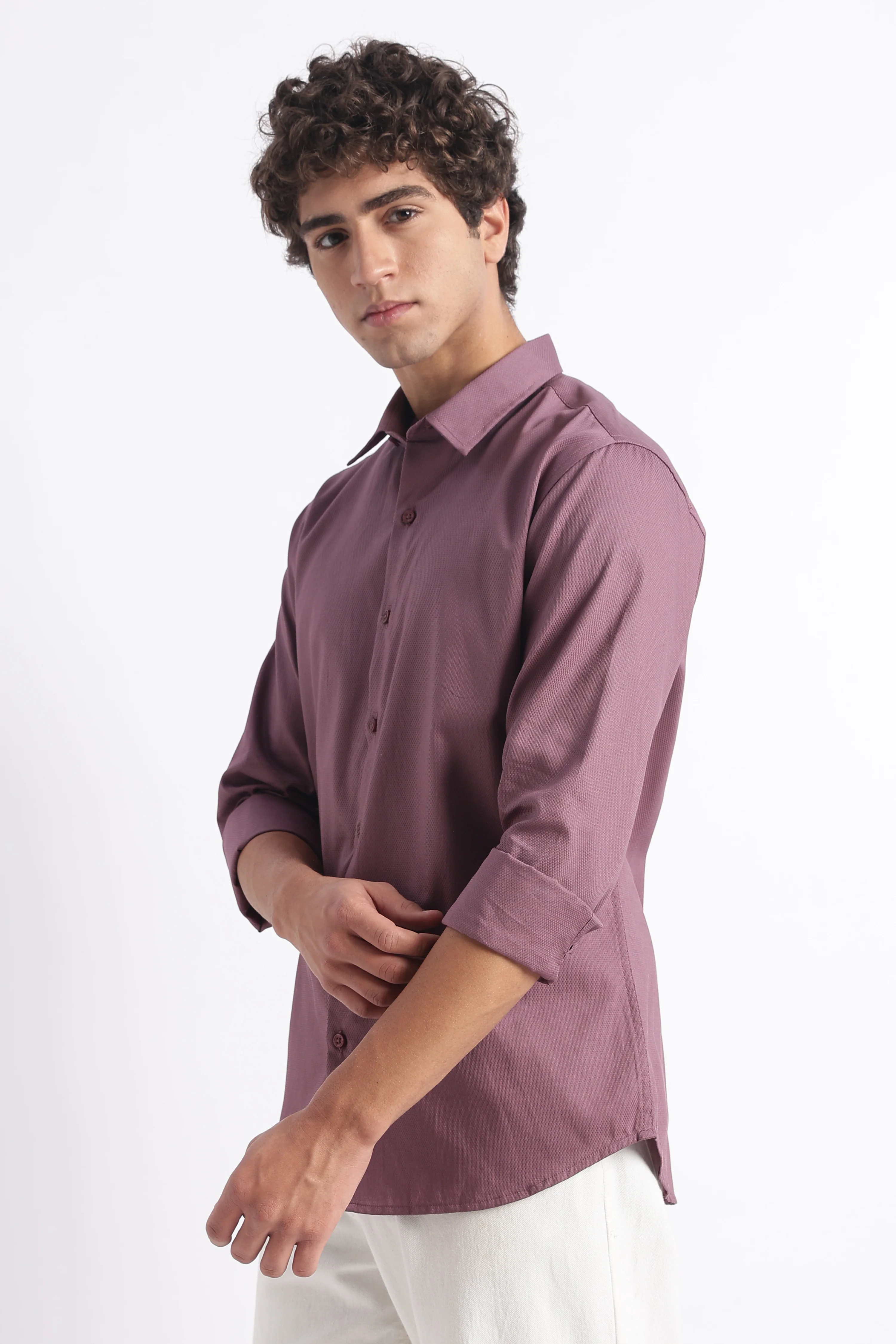 Men Classic Dobby Solid Shirt - Image 5