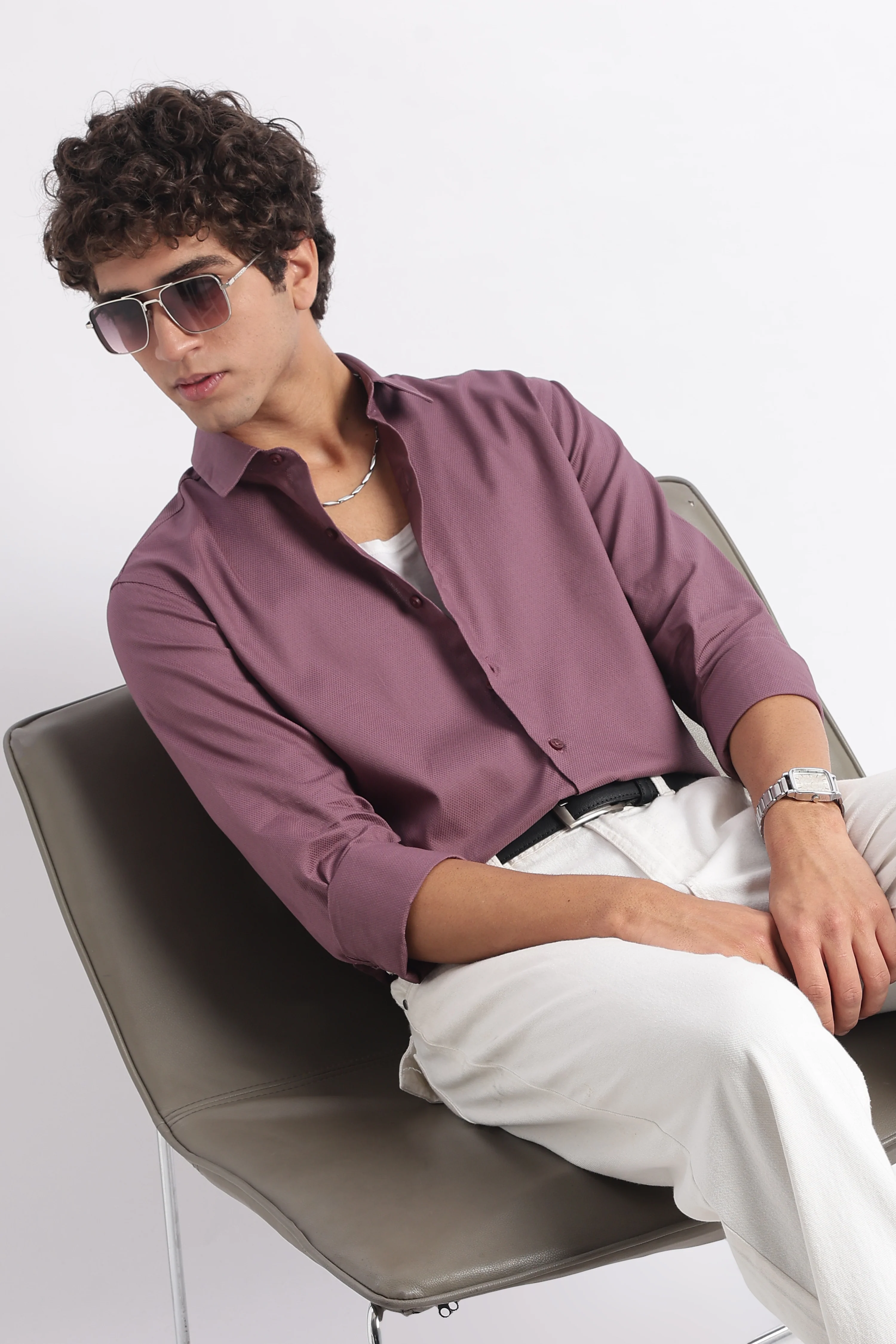Men Classic Dobby Solid Shirt - Image 8