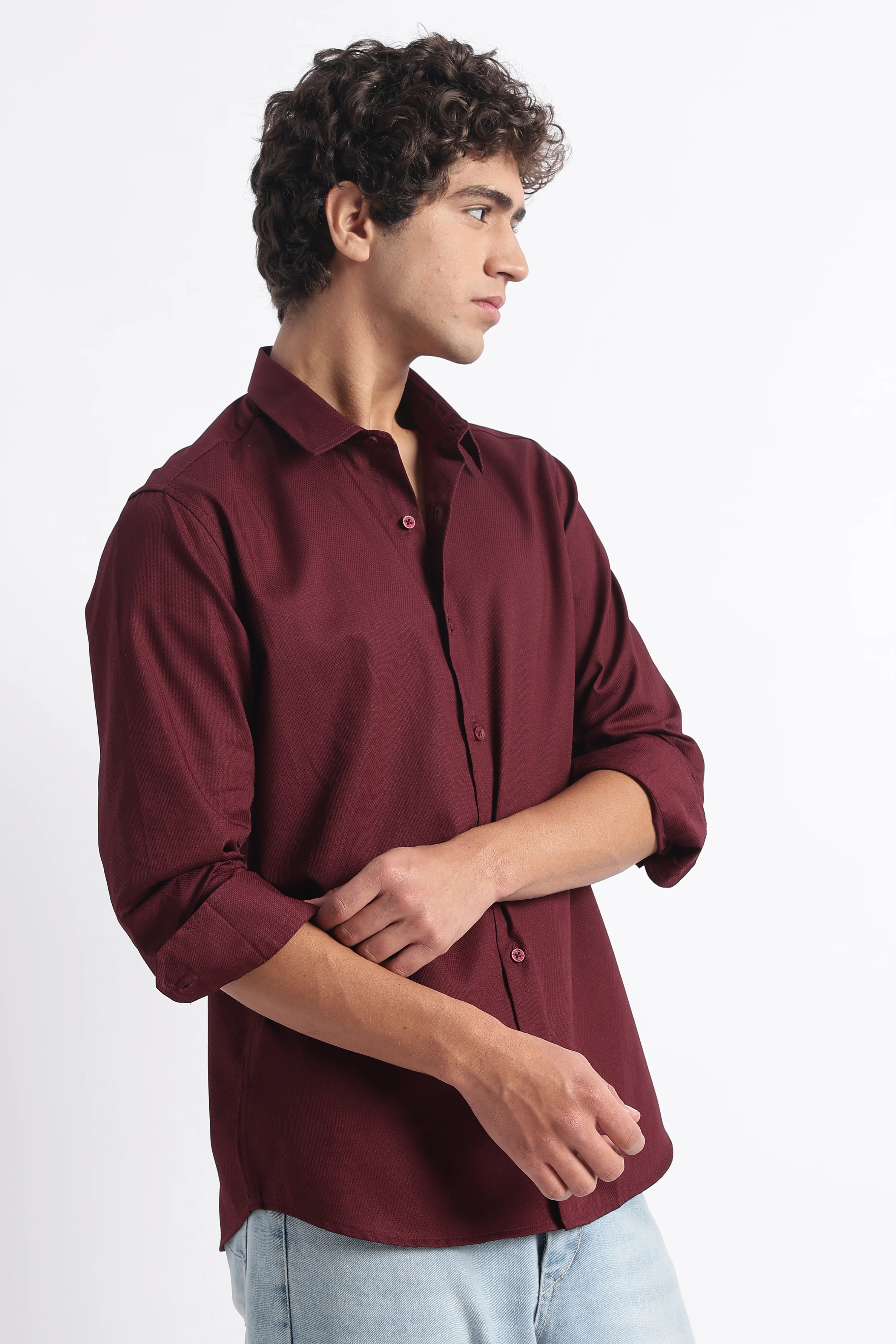 Men Classic Dobby Solid Shirt - Image 4