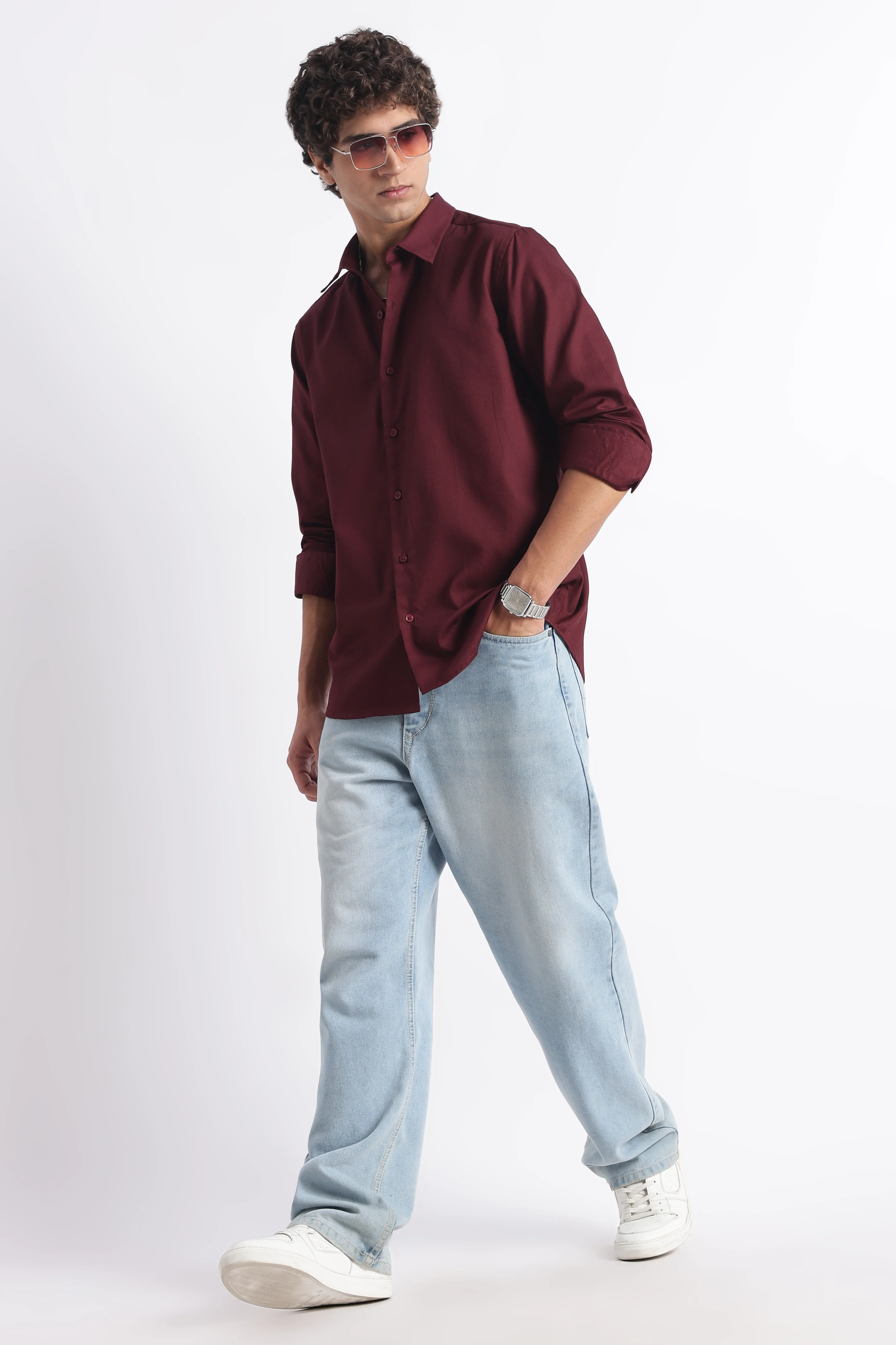 Men Classic Dobby Solid Shirt - Image 5