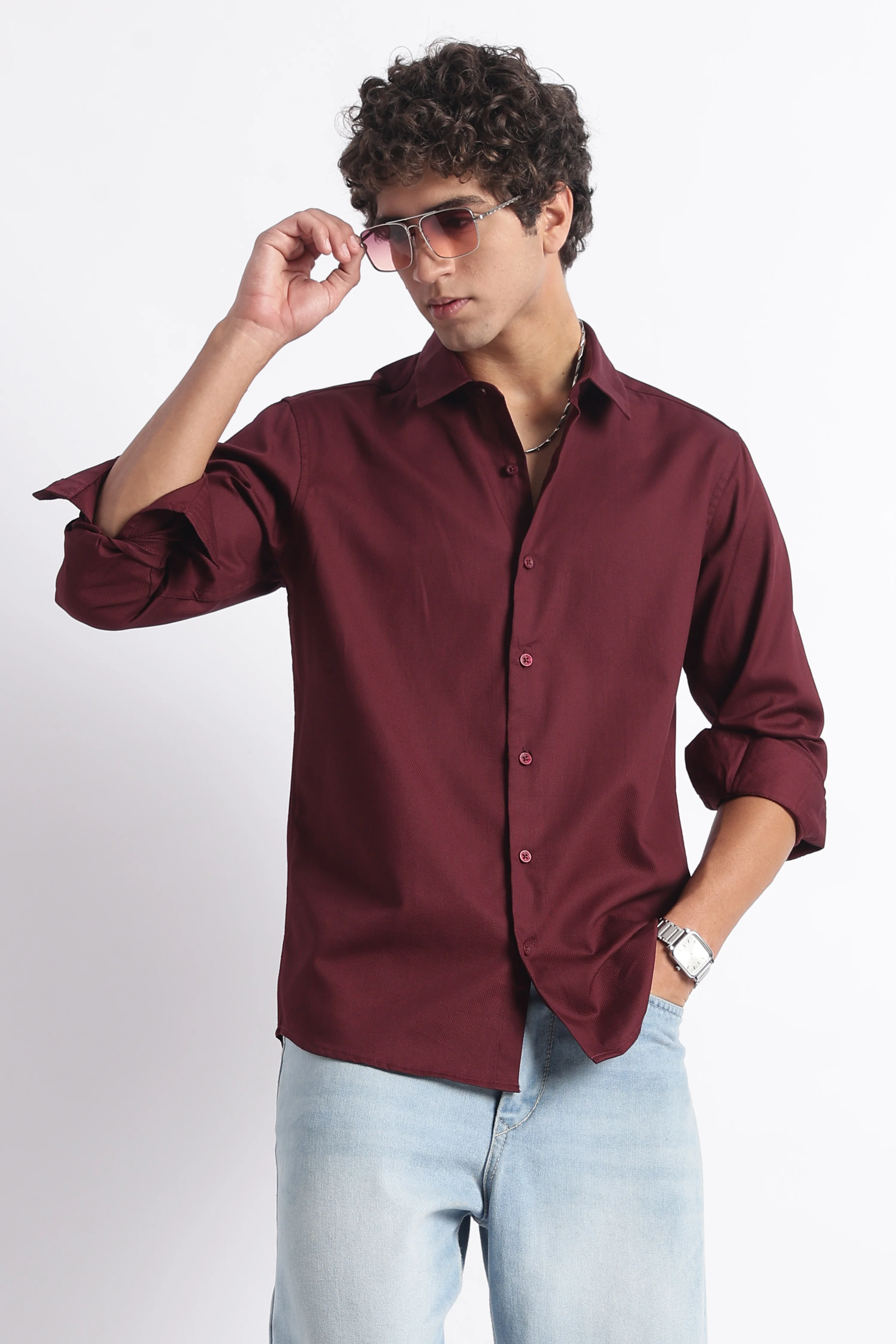 Men Classic Dobby Solid Shirt - Image 6