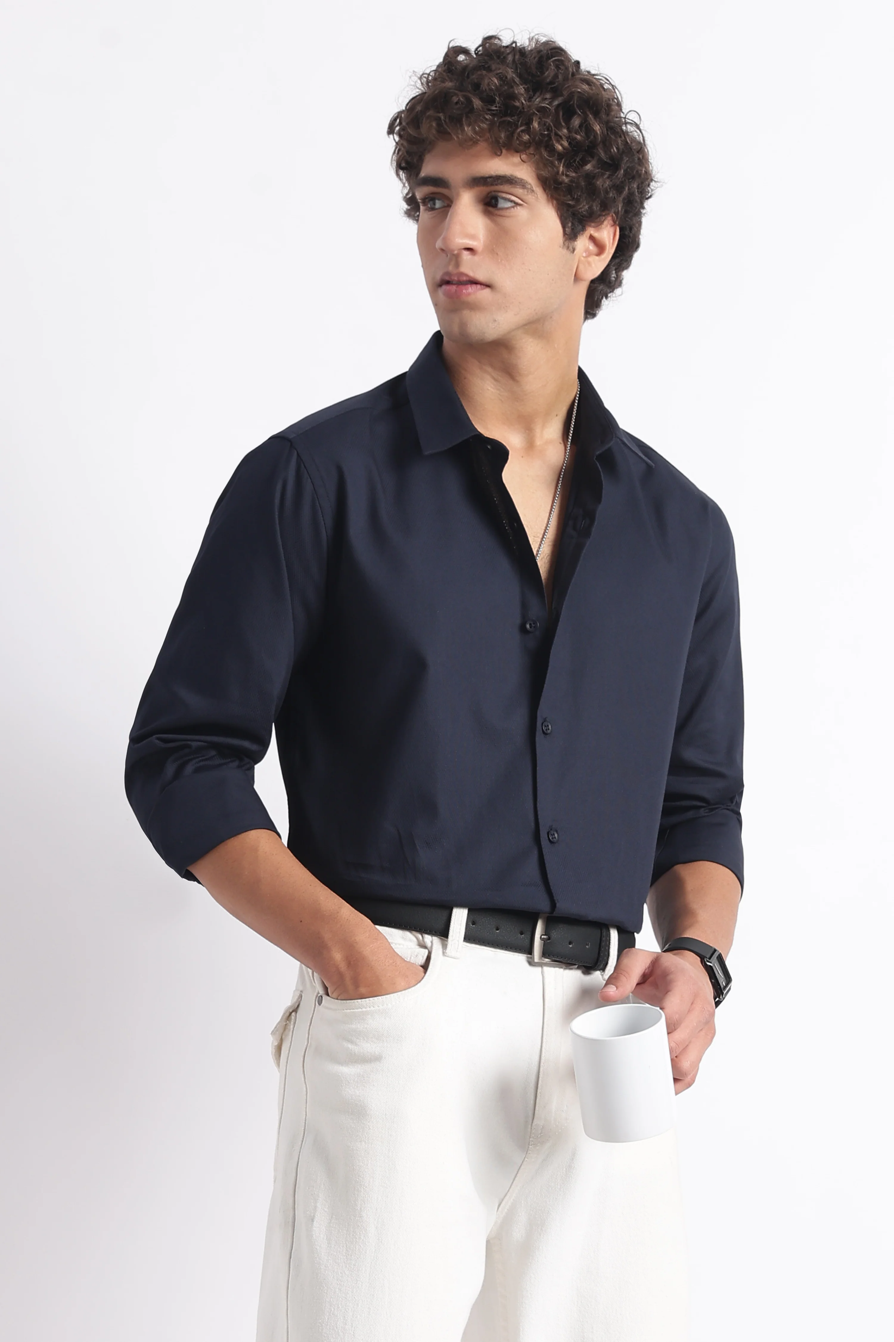 Men Classic Dobby Solid Shirt