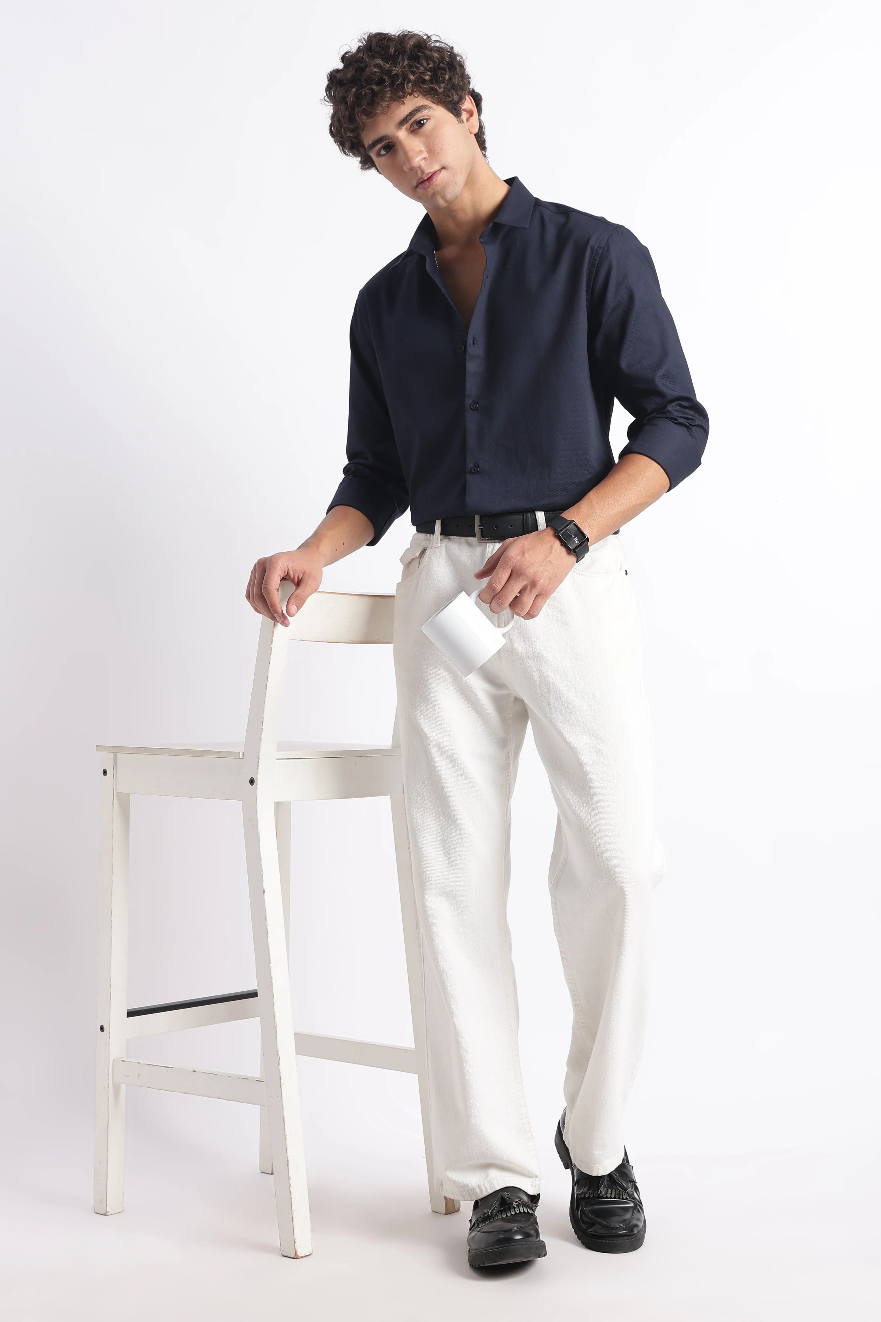 Men Classic Dobby Solid Shirt - Image 2