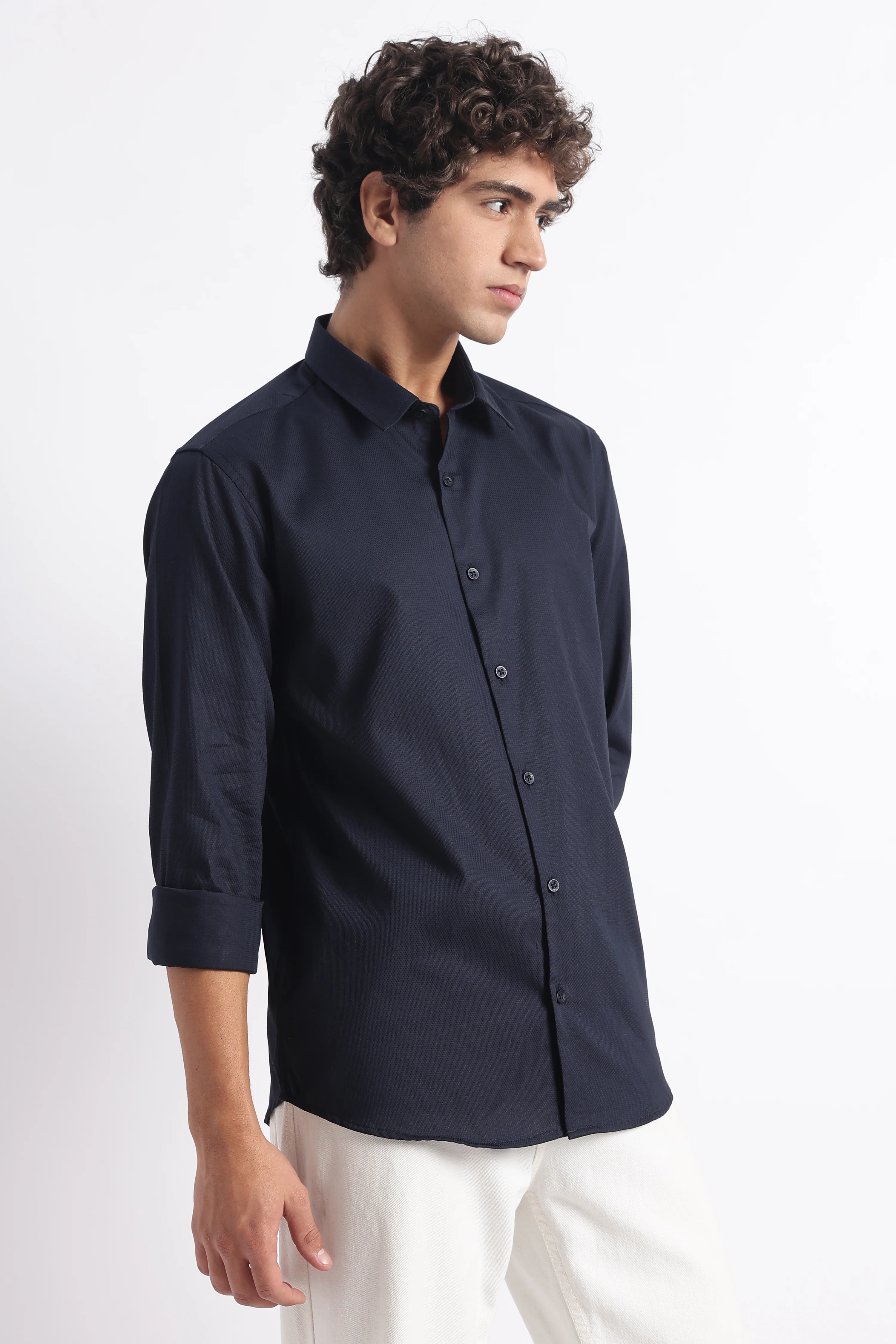 Men Classic Dobby Solid Shirt - Image 4