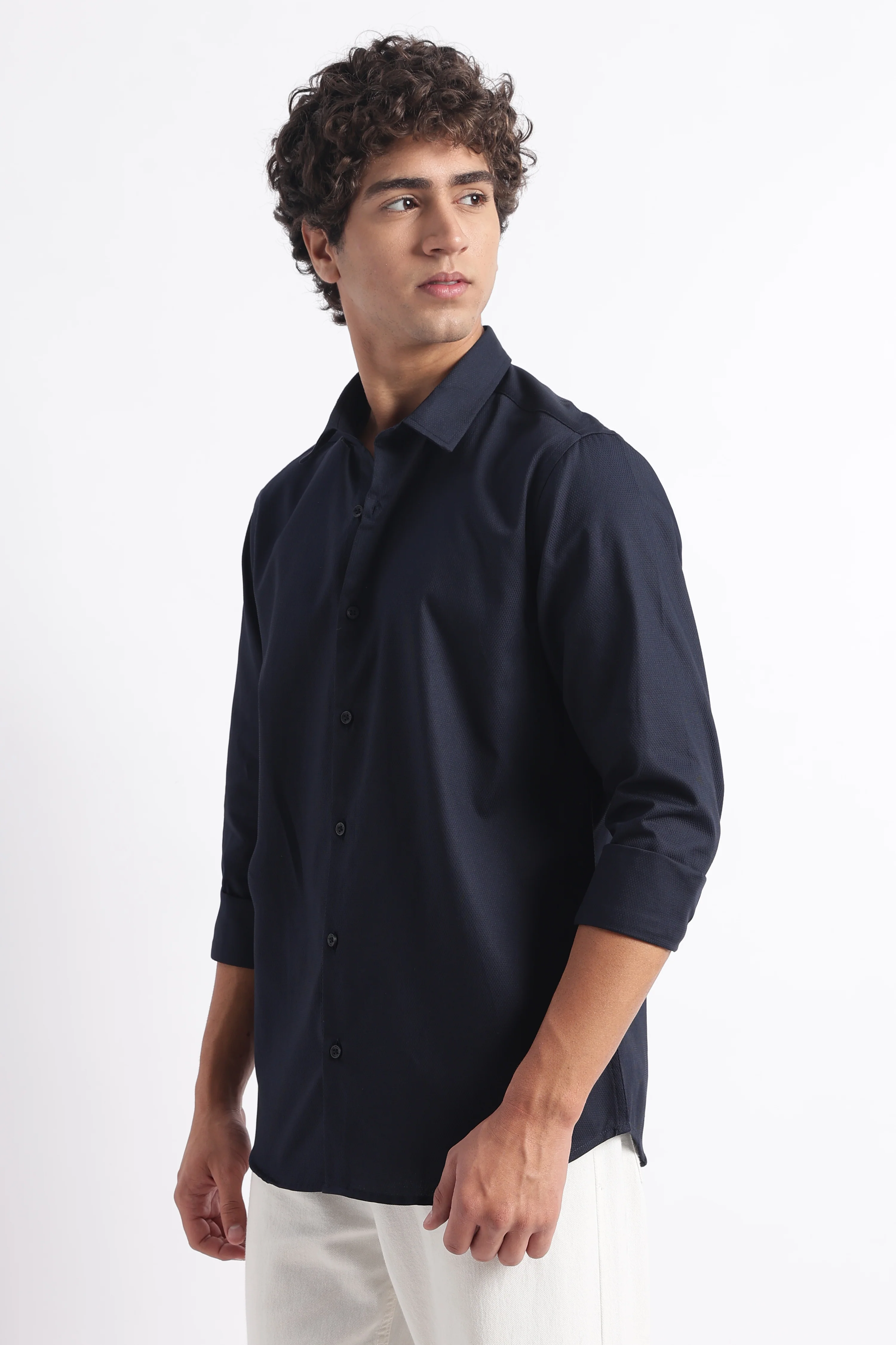 Men Classic Dobby Solid Shirt - Image 5