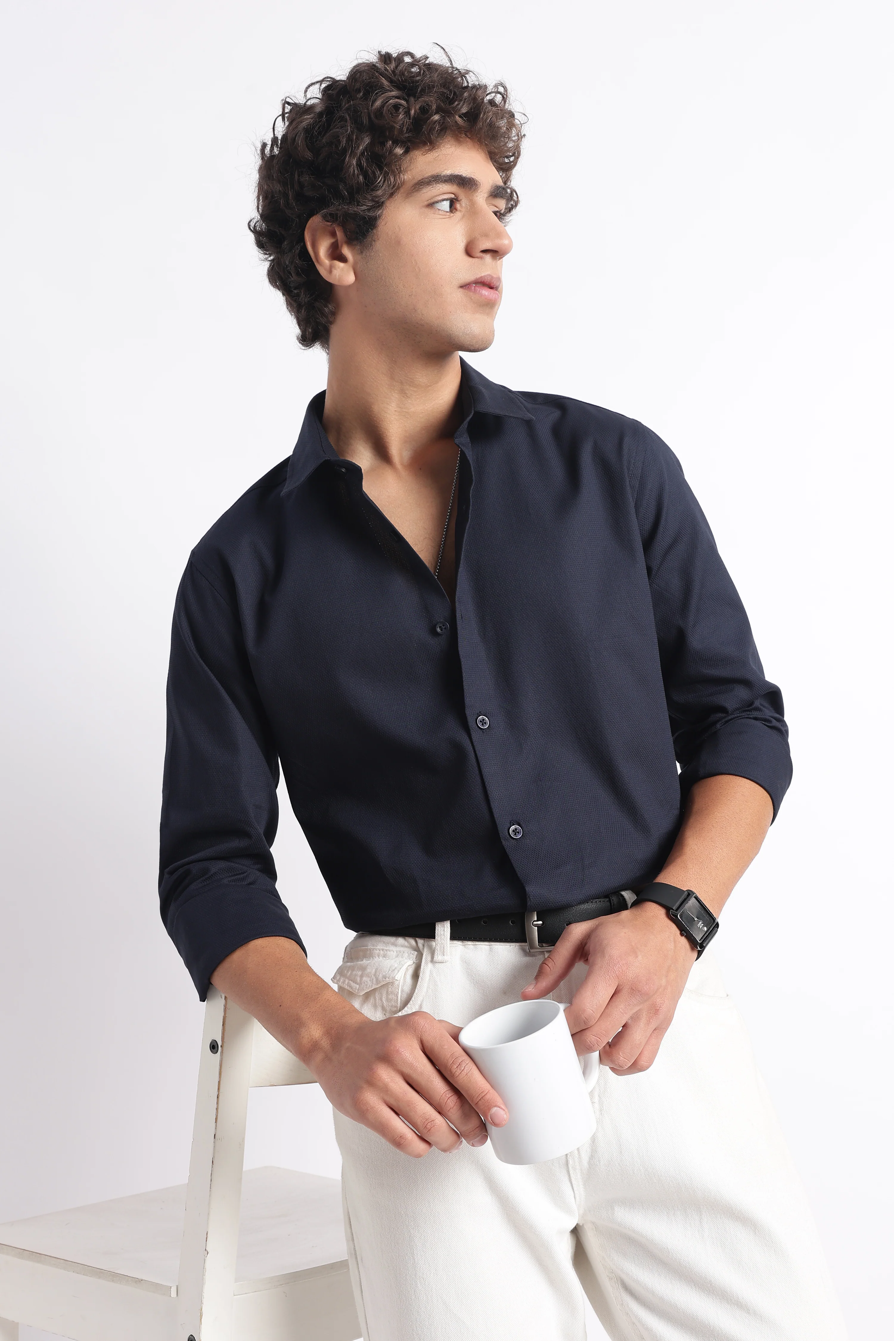 Men Classic Dobby Solid Shirt - Image 7
