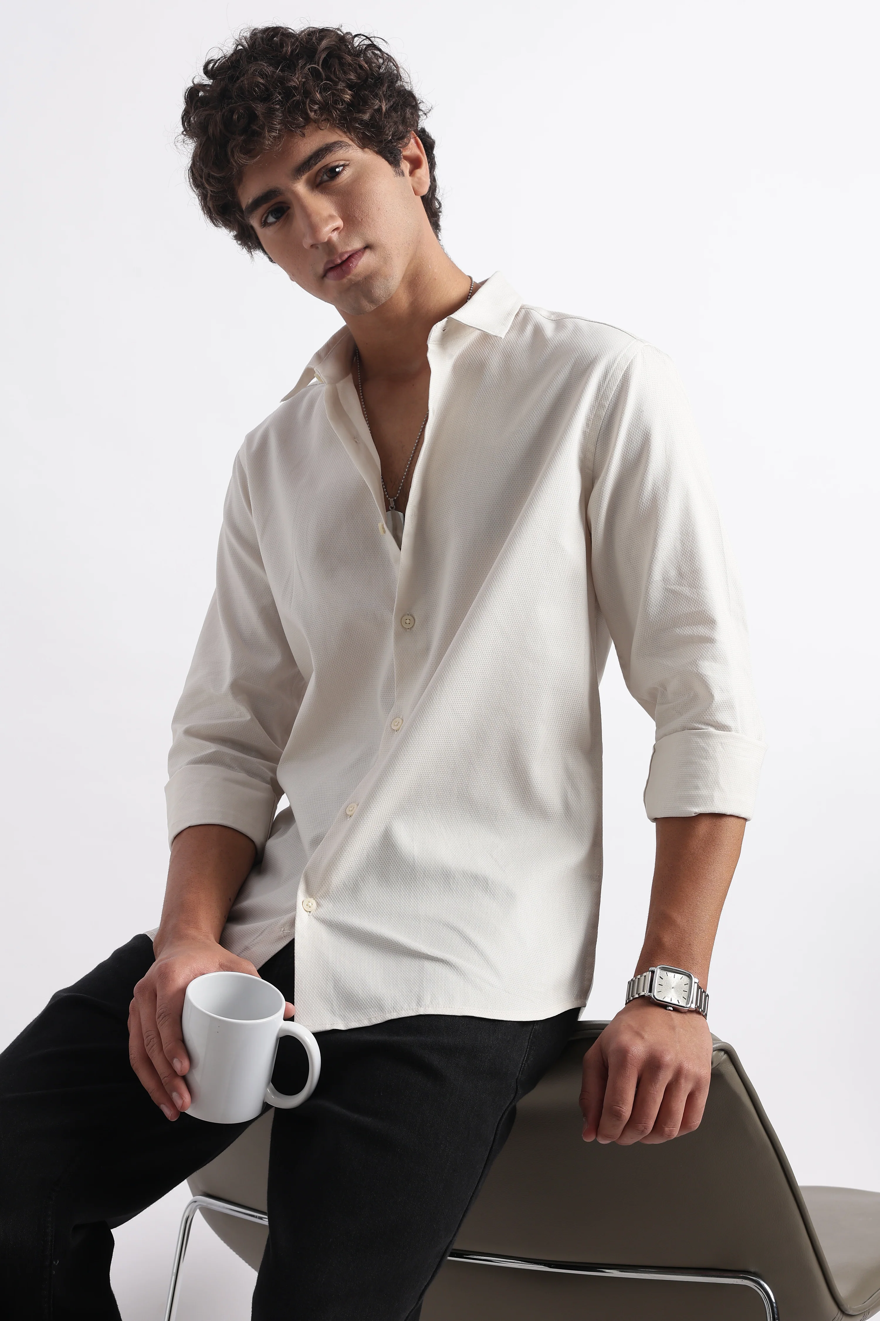 Men Classic Dobby Solid Shirt
