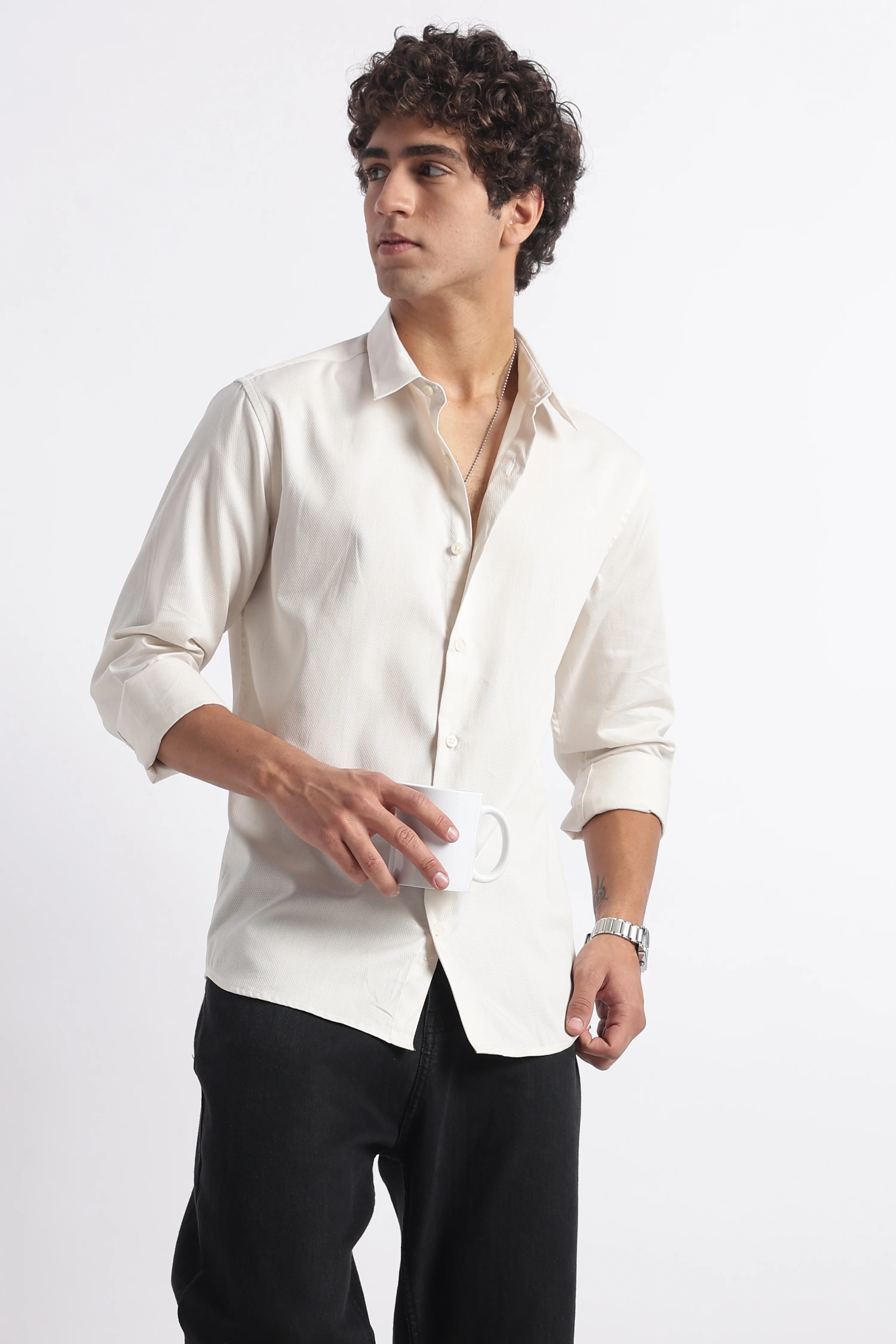 Men Classic Dobby Solid Shirt - Image 6