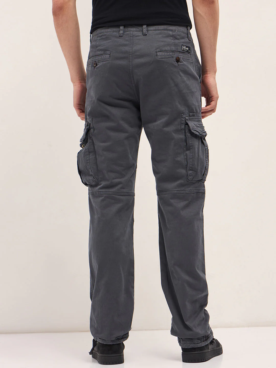 Men Classic Fit Blue Cargo Pants - Image 2