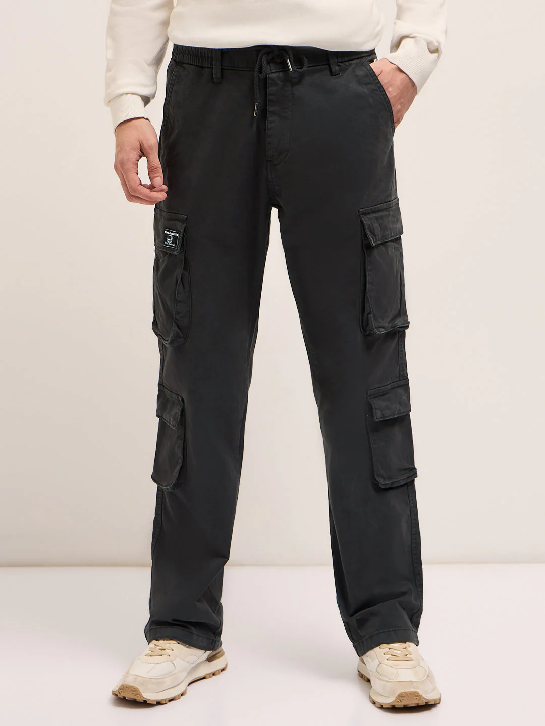Men Classic Fit Blue Cargo Pants - Image 5