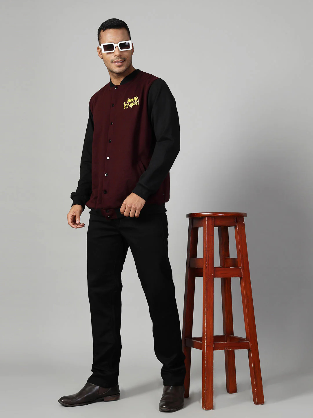 Men Classic Fit Cotton Fabric Fleece Jacket - Image 3