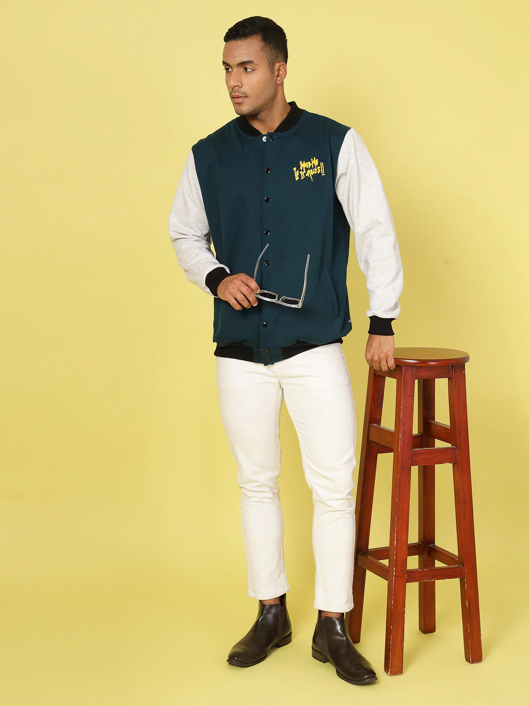 Men Classic Fit Cotton Fabric Fleece Jacket - Image 4