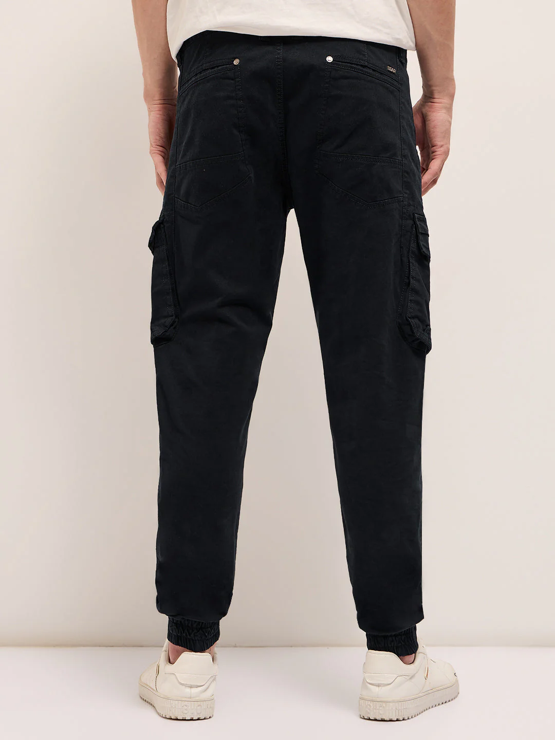 Men Classic Fit Dark Blue Cargo Pants - Image 2