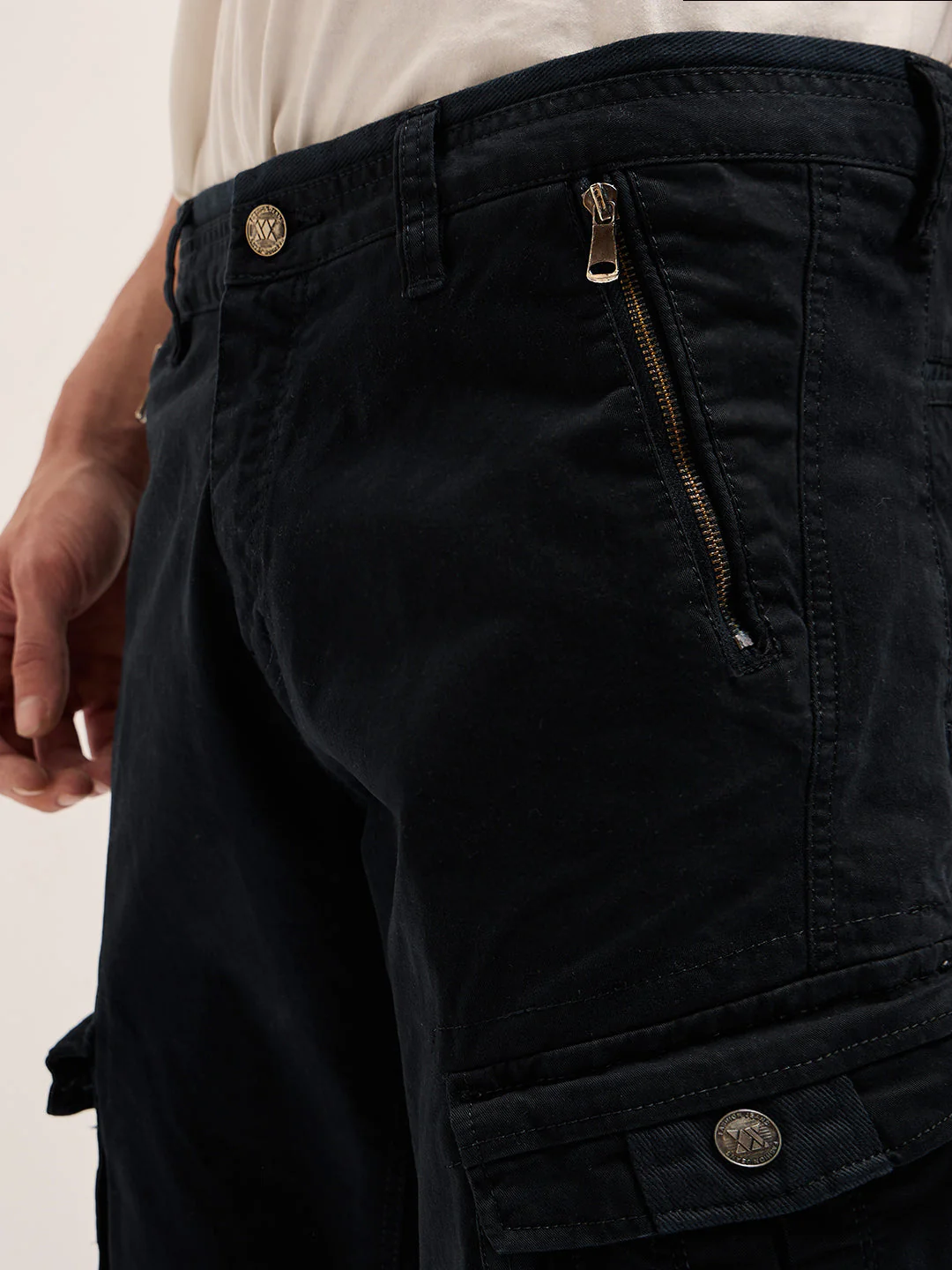 Men Classic Fit Dark Blue Cargo Pants - Image 5