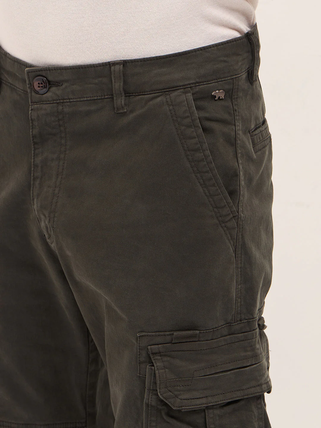 Men Classic Fit Dark Green Cargo Pants - Image 5