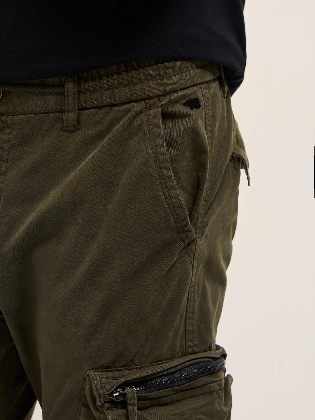 Men Classic Fit Dark Green Cargo Pants - Image 5