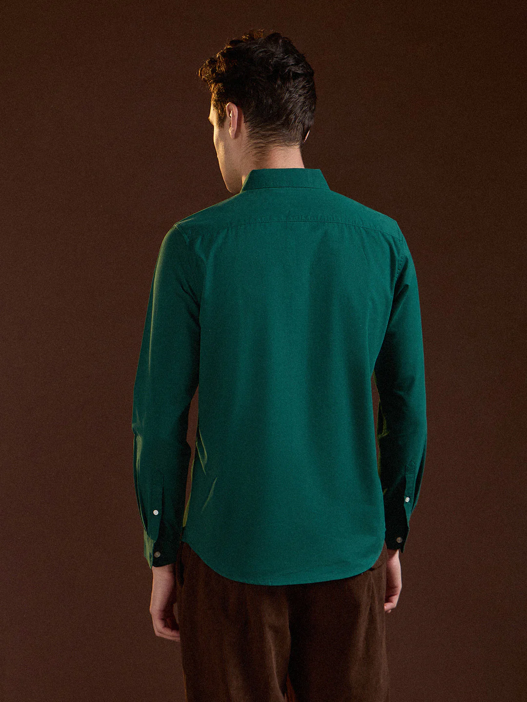 Men Classic Green Solid Slim Fit Polyester Casual Shirt - Image 2