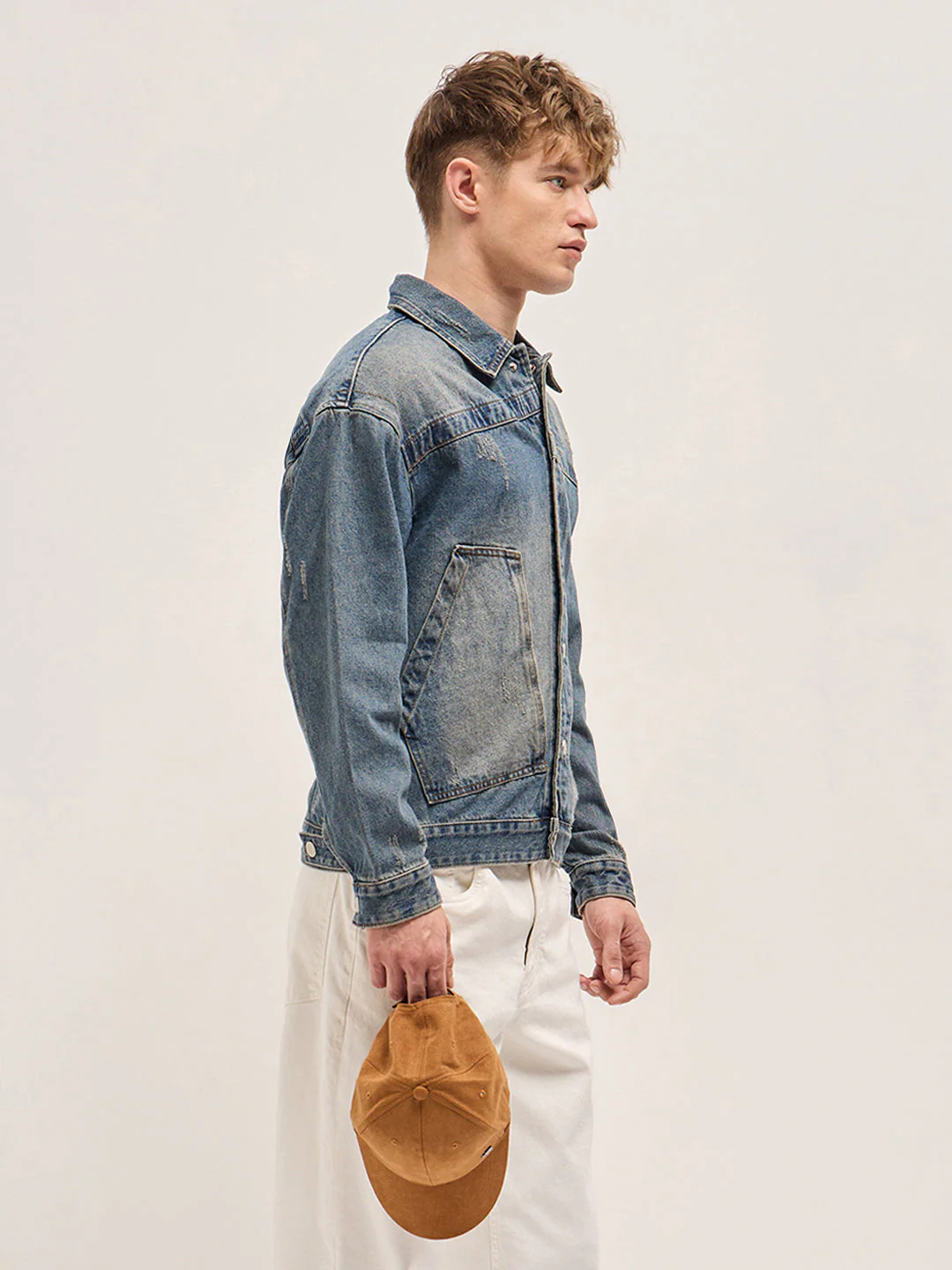 Men Classic Light Blue Denim Jacket - Image 3