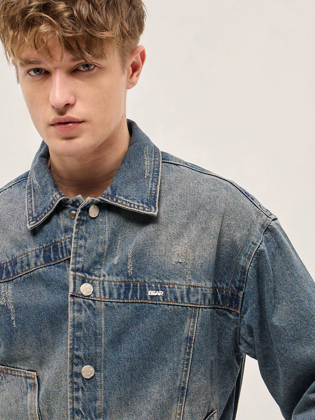 Men Classic Light Blue Denim Jacket - Image 5