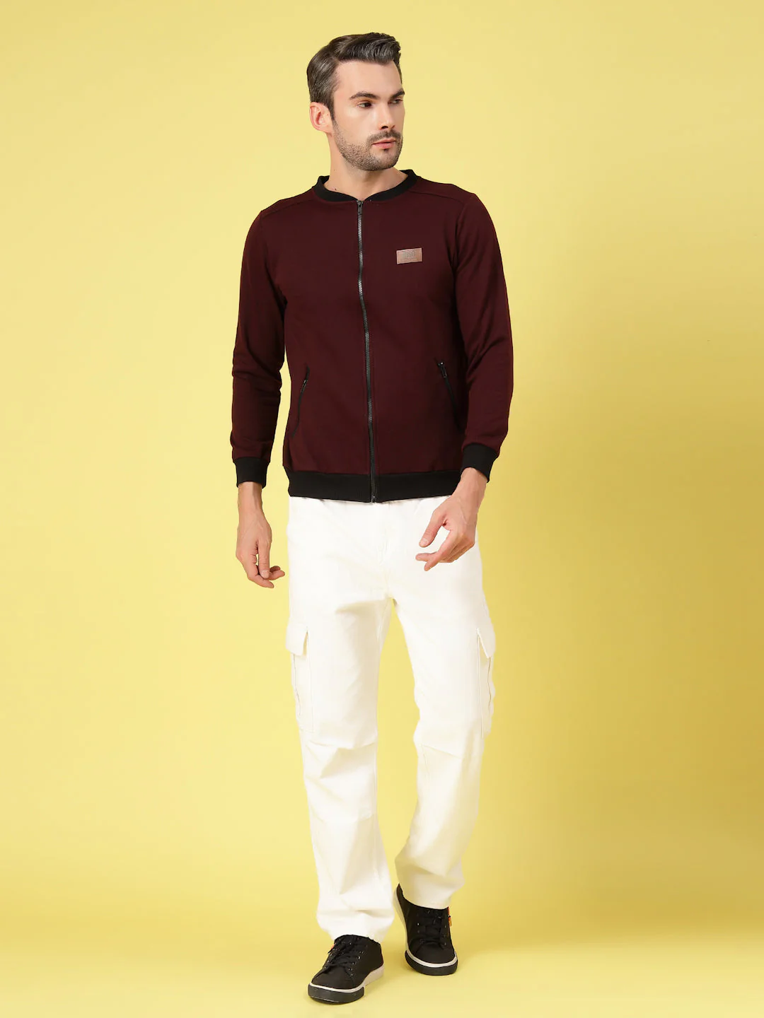 Men Classic Mandarin Bomber Jacket - Image 5