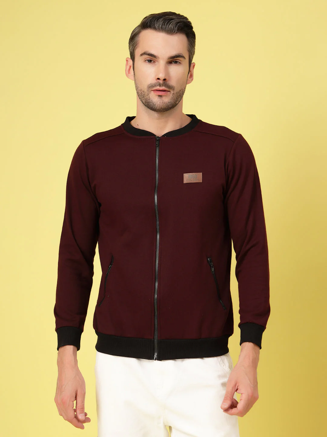 Men Classic Mandarin Bomber Jacket - Image 6
