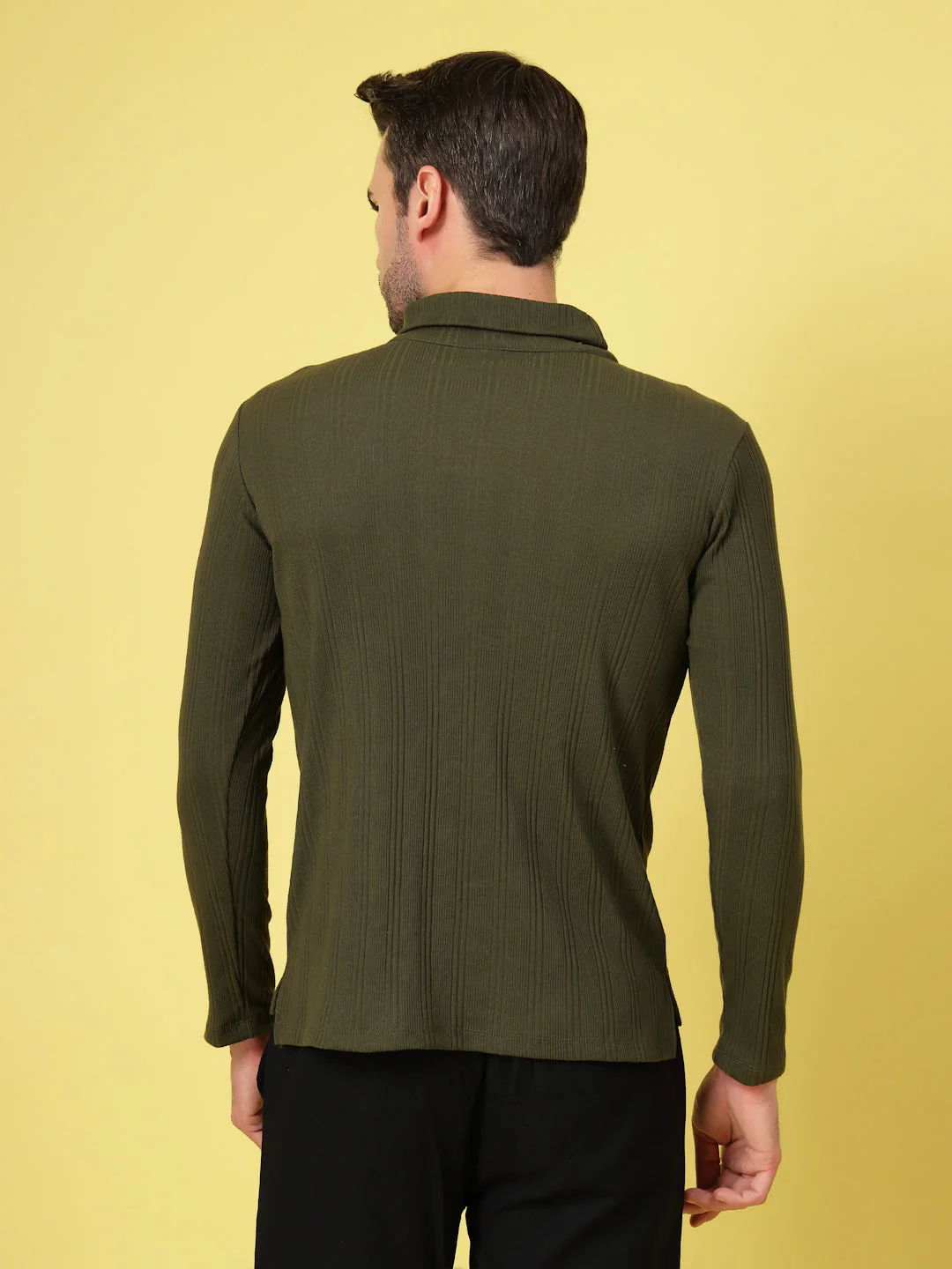 Men Classic Ribbed Turtleneck T-Shirt - Image 3