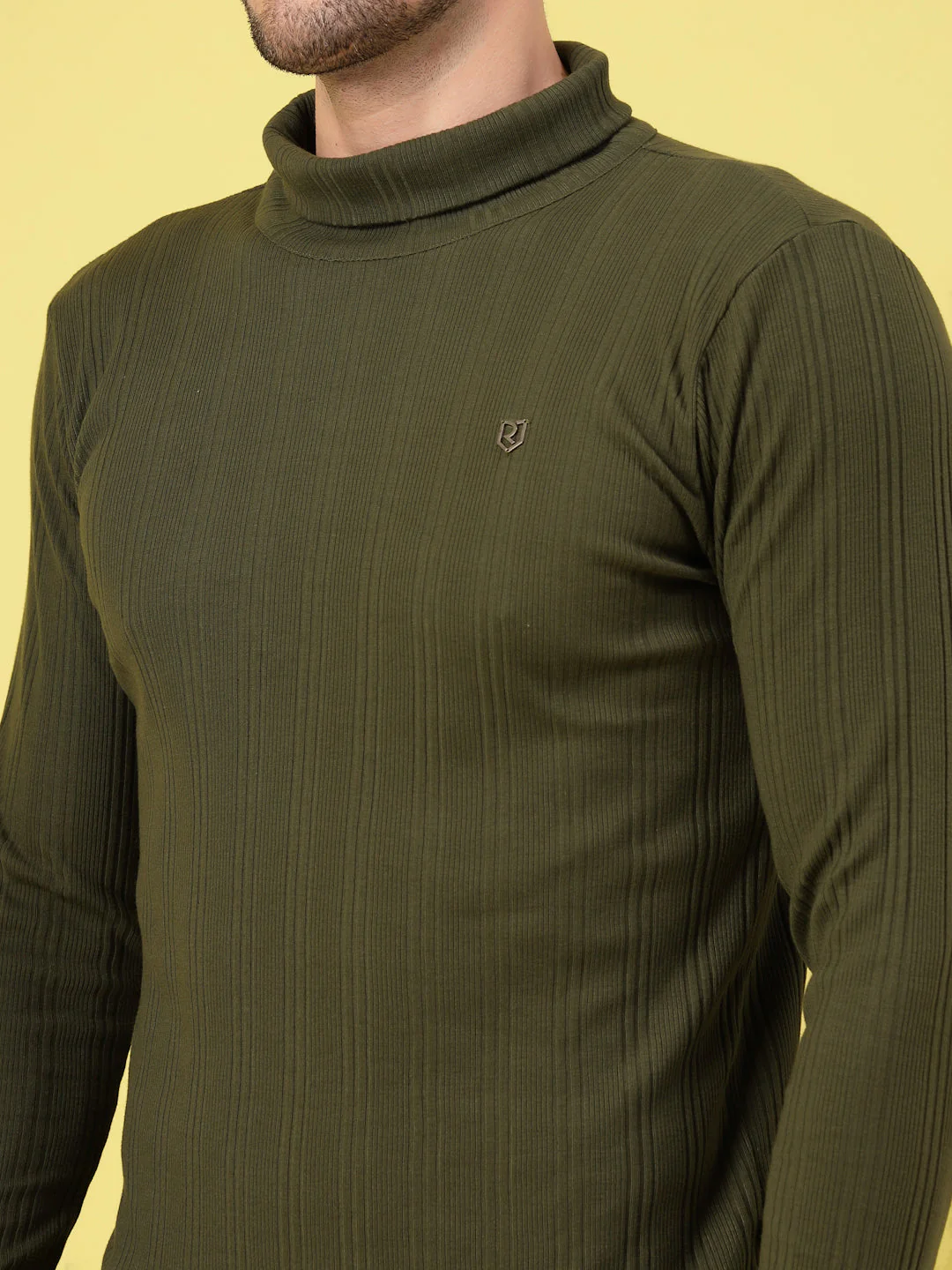 Men Classic Ribbed Turtleneck T-Shirt - Image 4