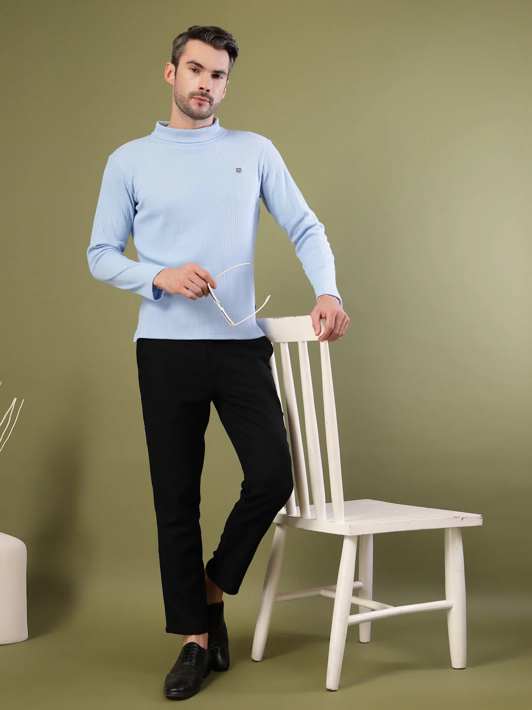 Men Classic Ribbed Turtleneck T-Shirt - Image 4