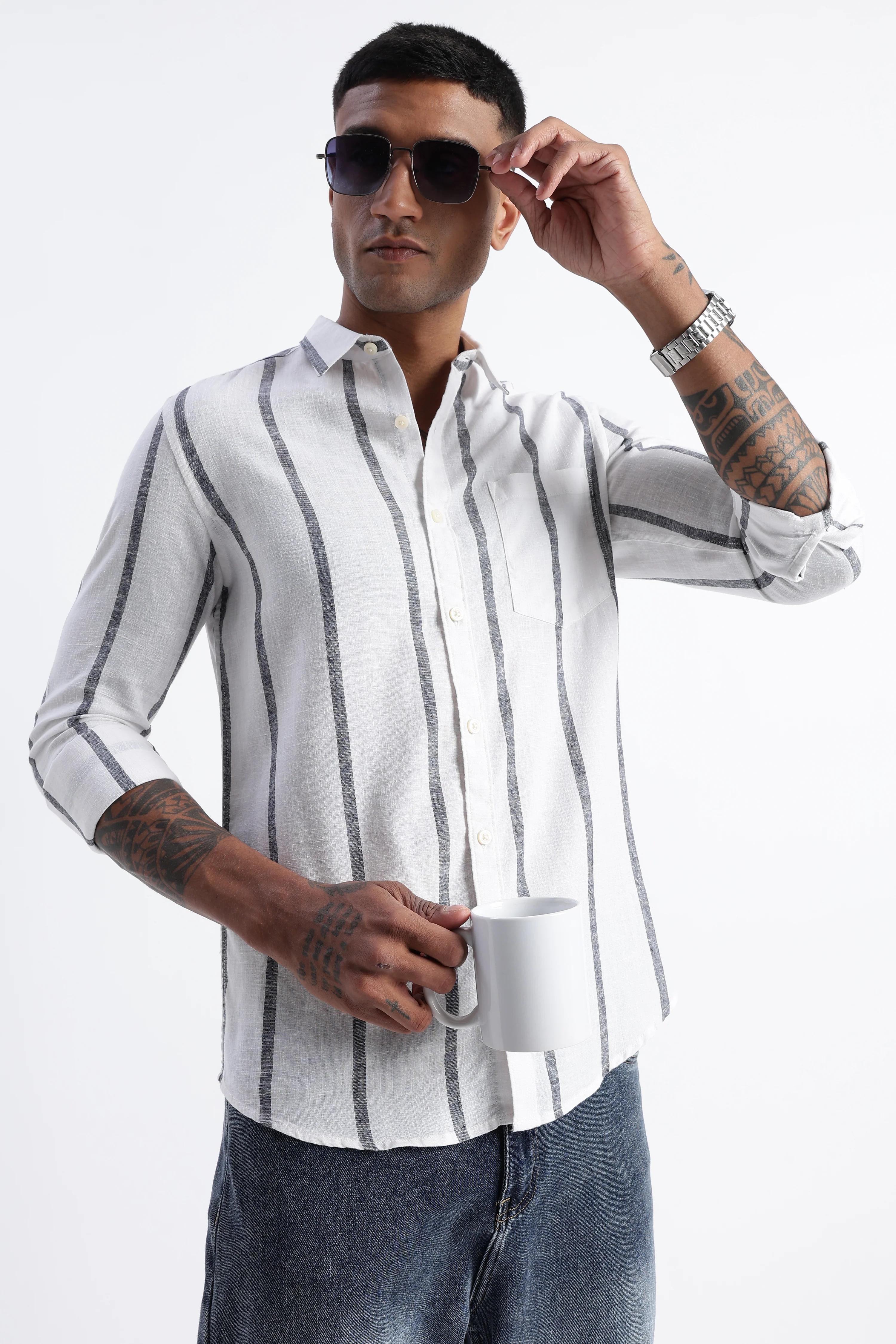 Men Classic Stripe Shirt - Image 2