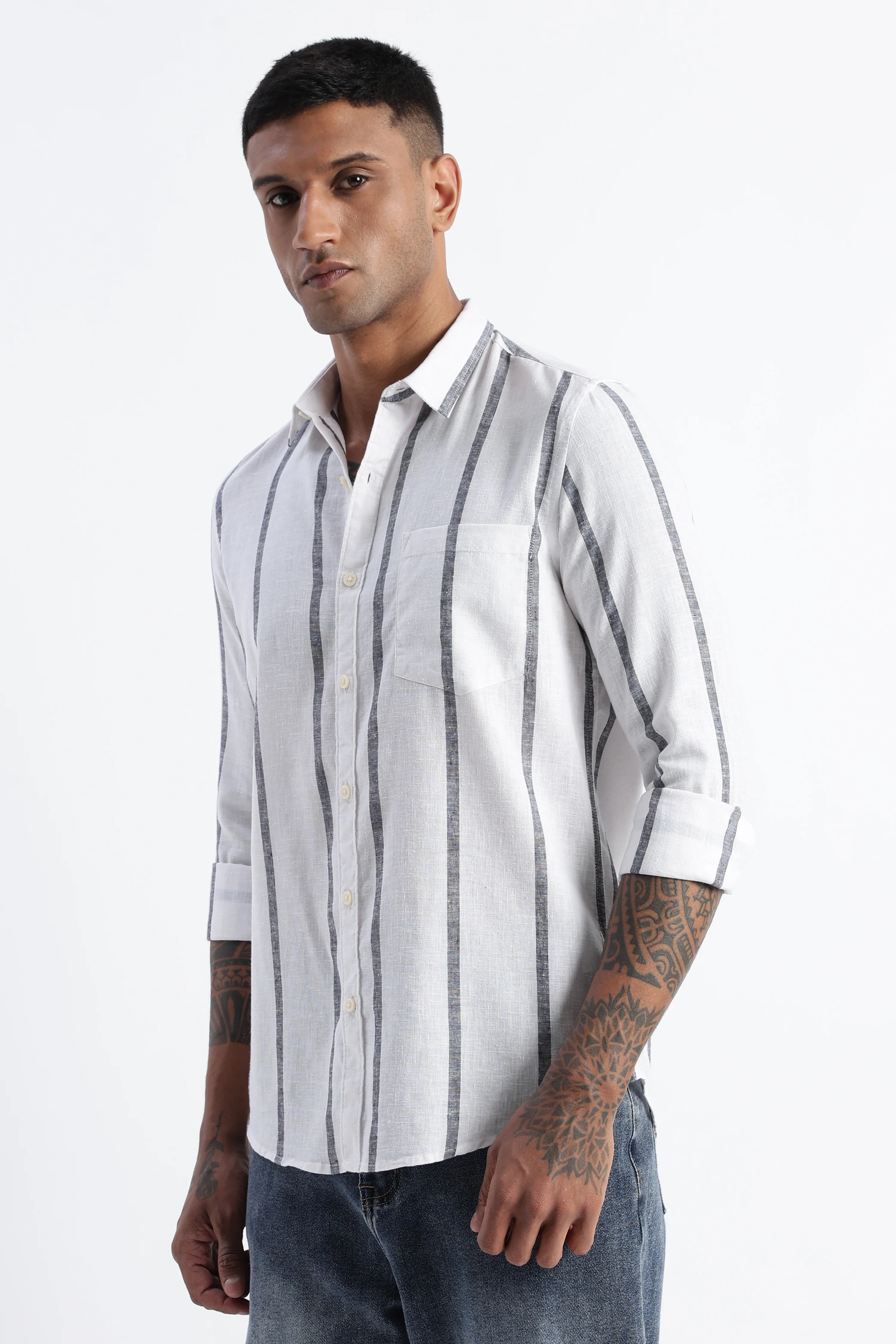 Men Classic Stripe Shirt - Image 3