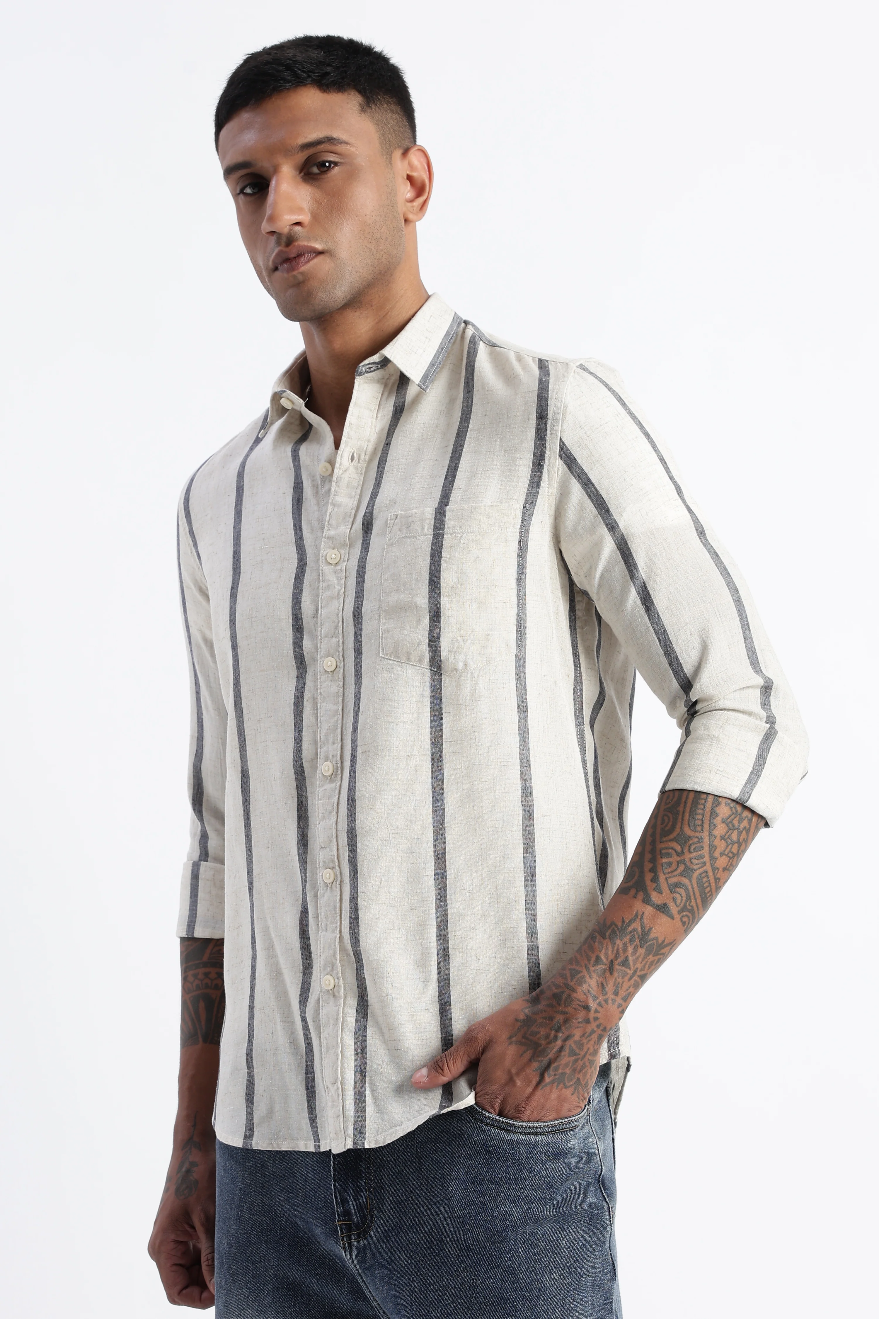 Men Classic Stripe Shirt - Image 6