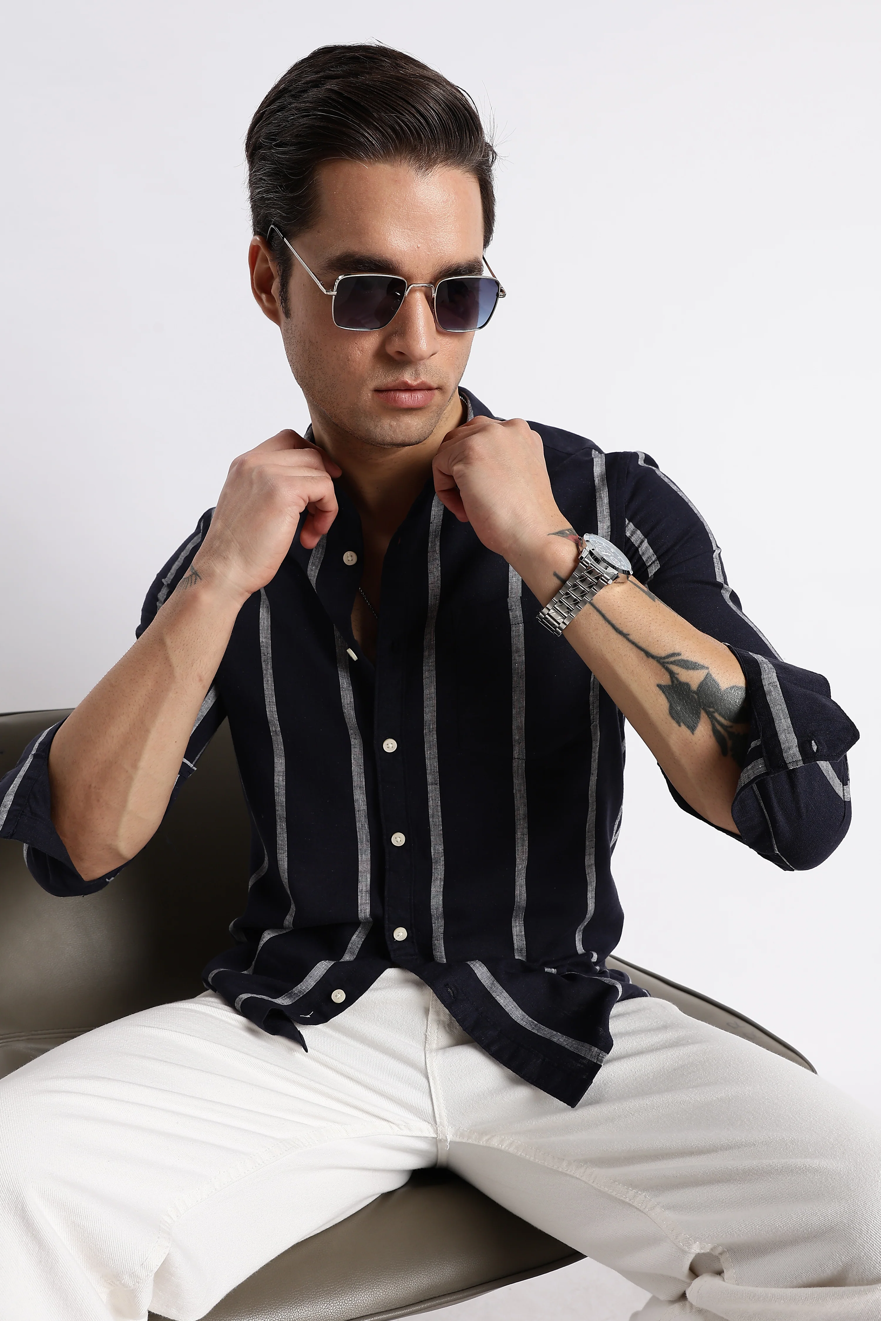 Men Classic Stripe Shirt - Image 11