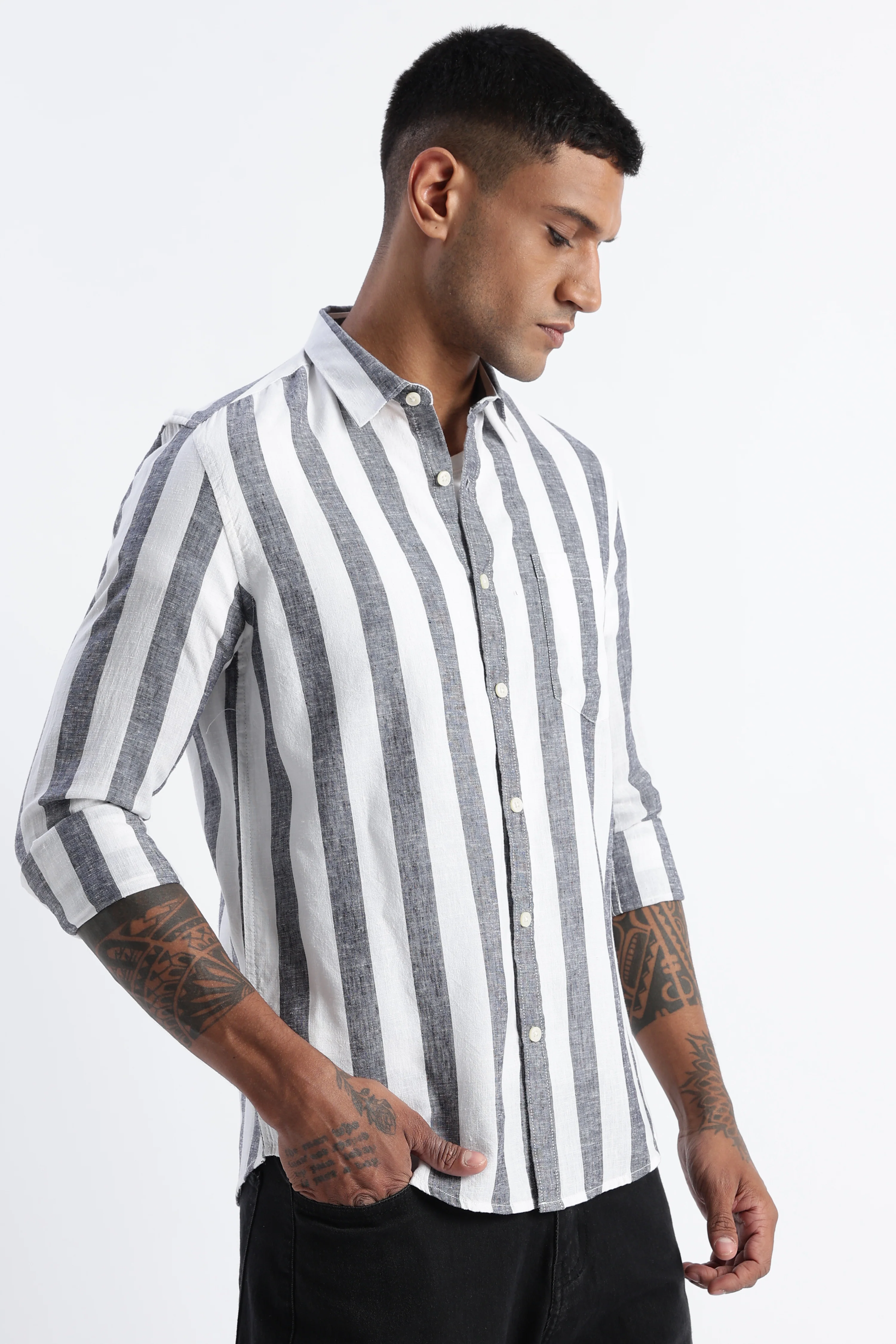 Men Classic Stripe Shirt - Image 6