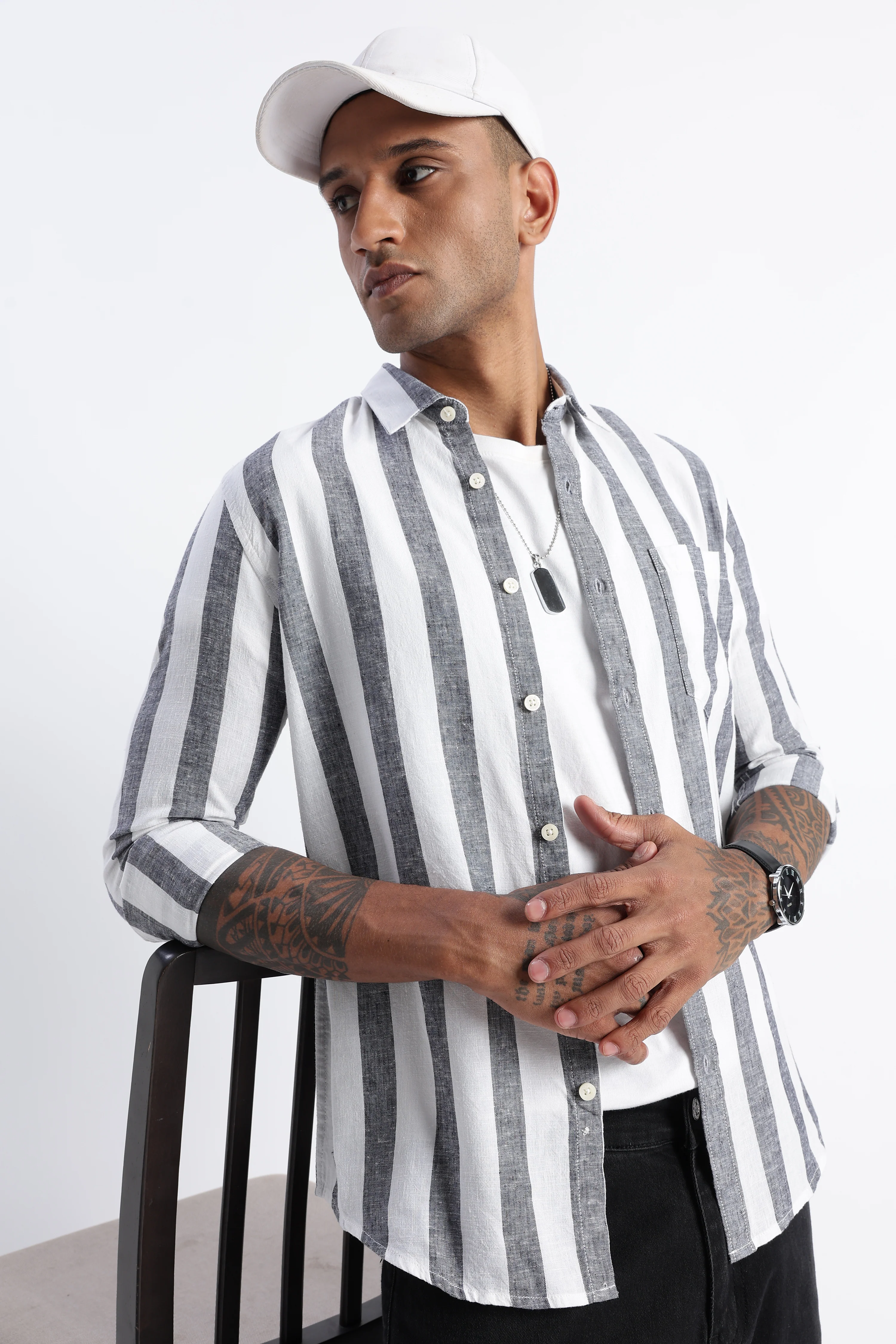 Men Classic Stripe Shirt - Image 9