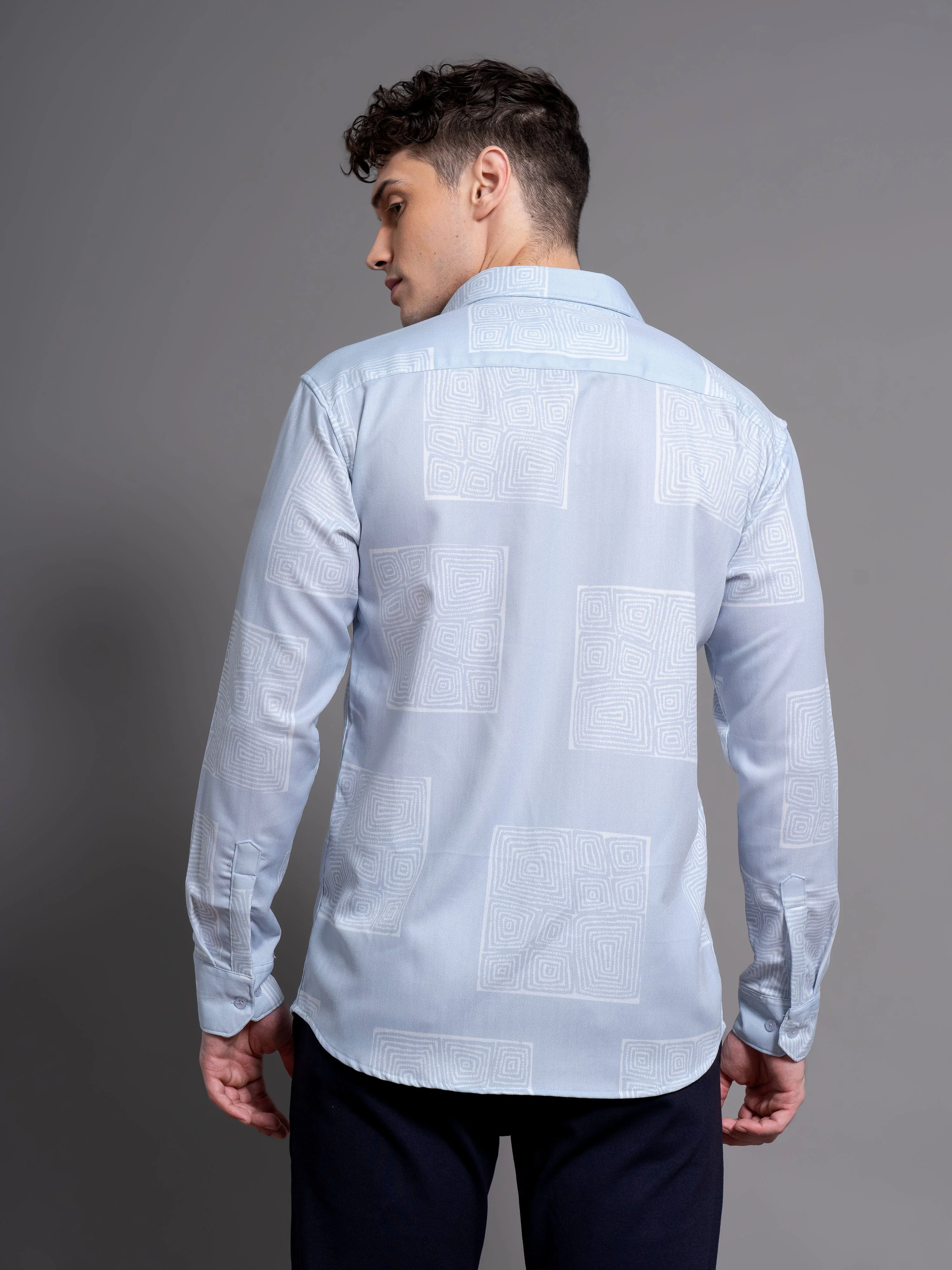 Men Clyde Blue Abstract Shirt - Image 2