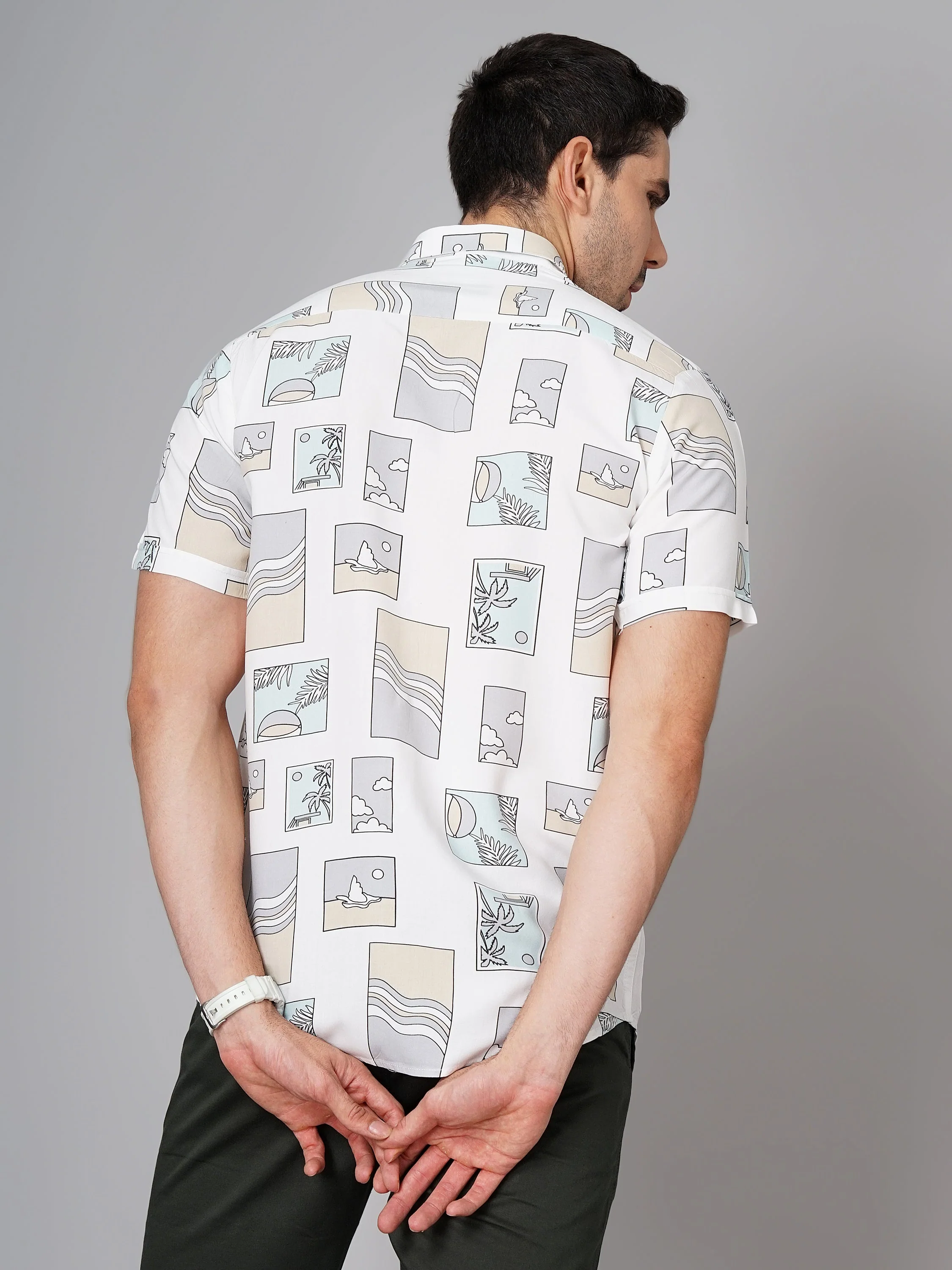 Men Coast White Grey Shirt - Image 2
